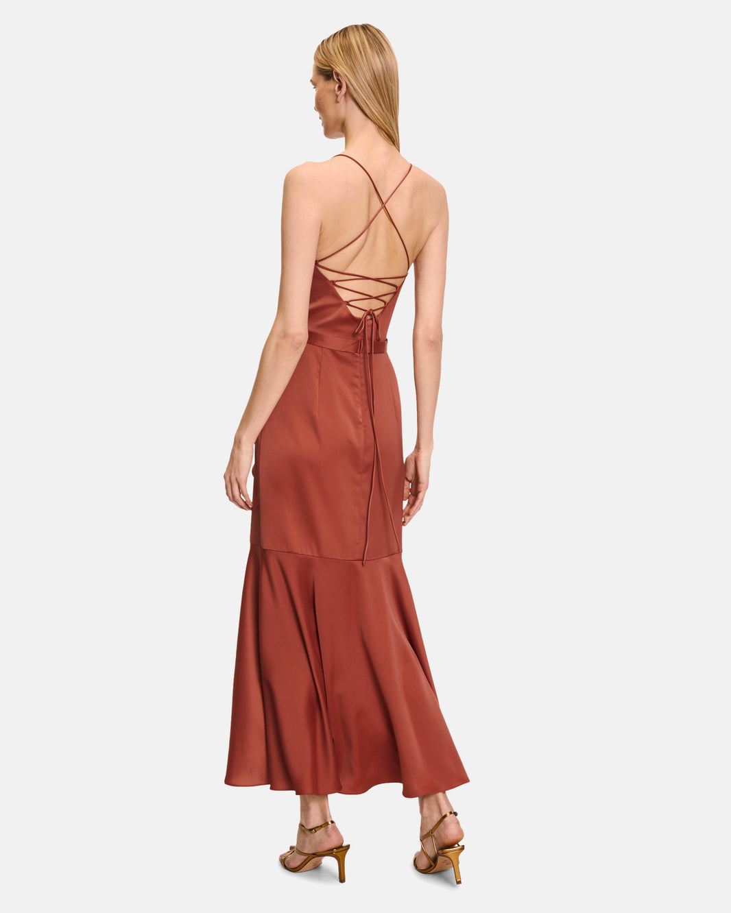 Red Dress Long Without Sleeve Vera Mont