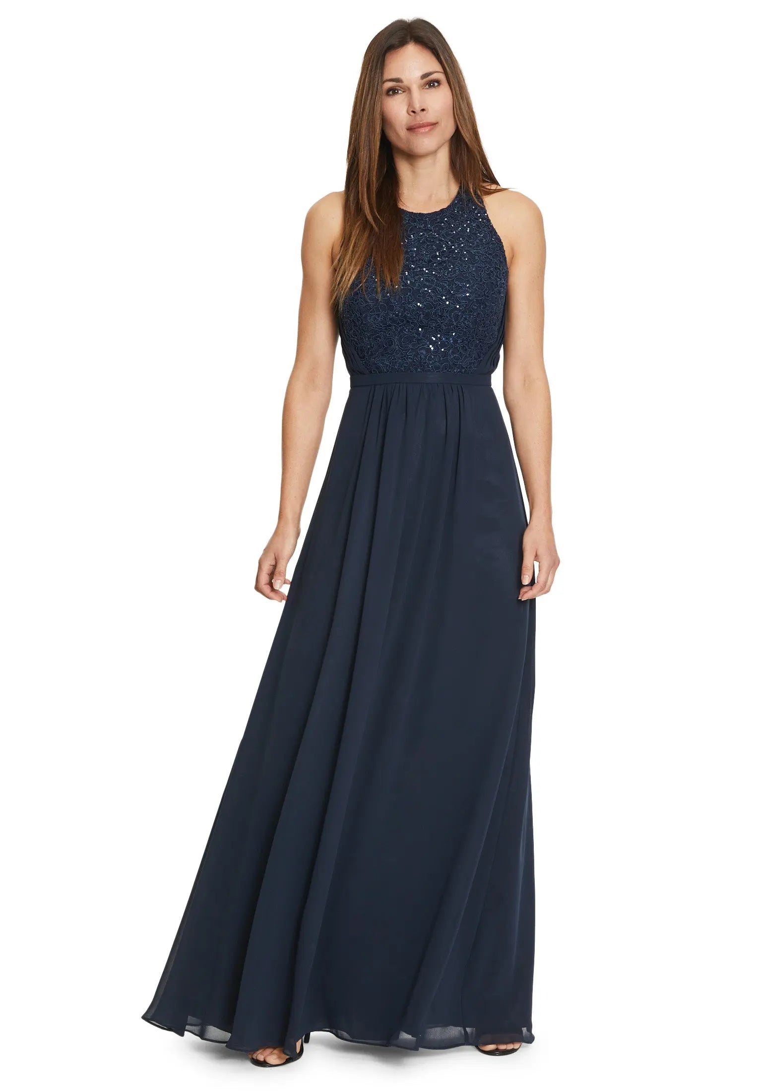 Dark Blue Dress Long Without Sleeve - BEVAVA