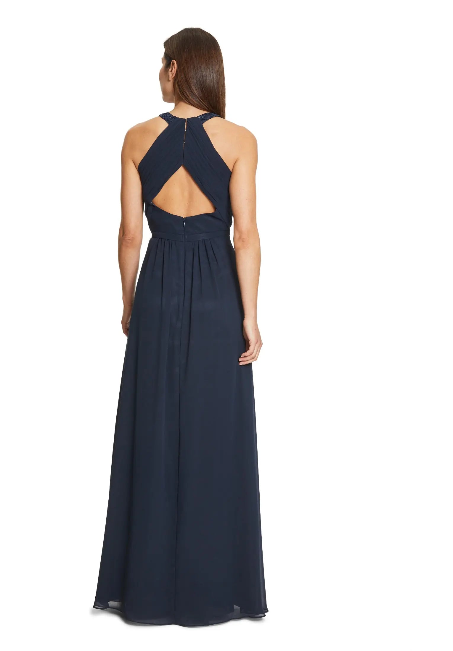 Dark Blue Dress Long Without Sleeve - BEVAVA