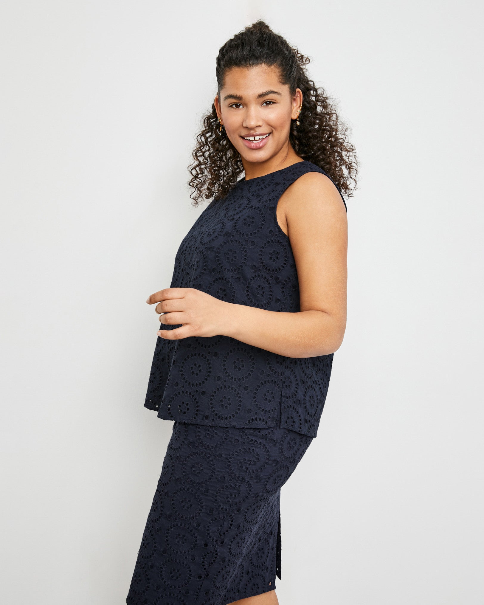 Dark Blue Blouse Without Sleeve Samoon