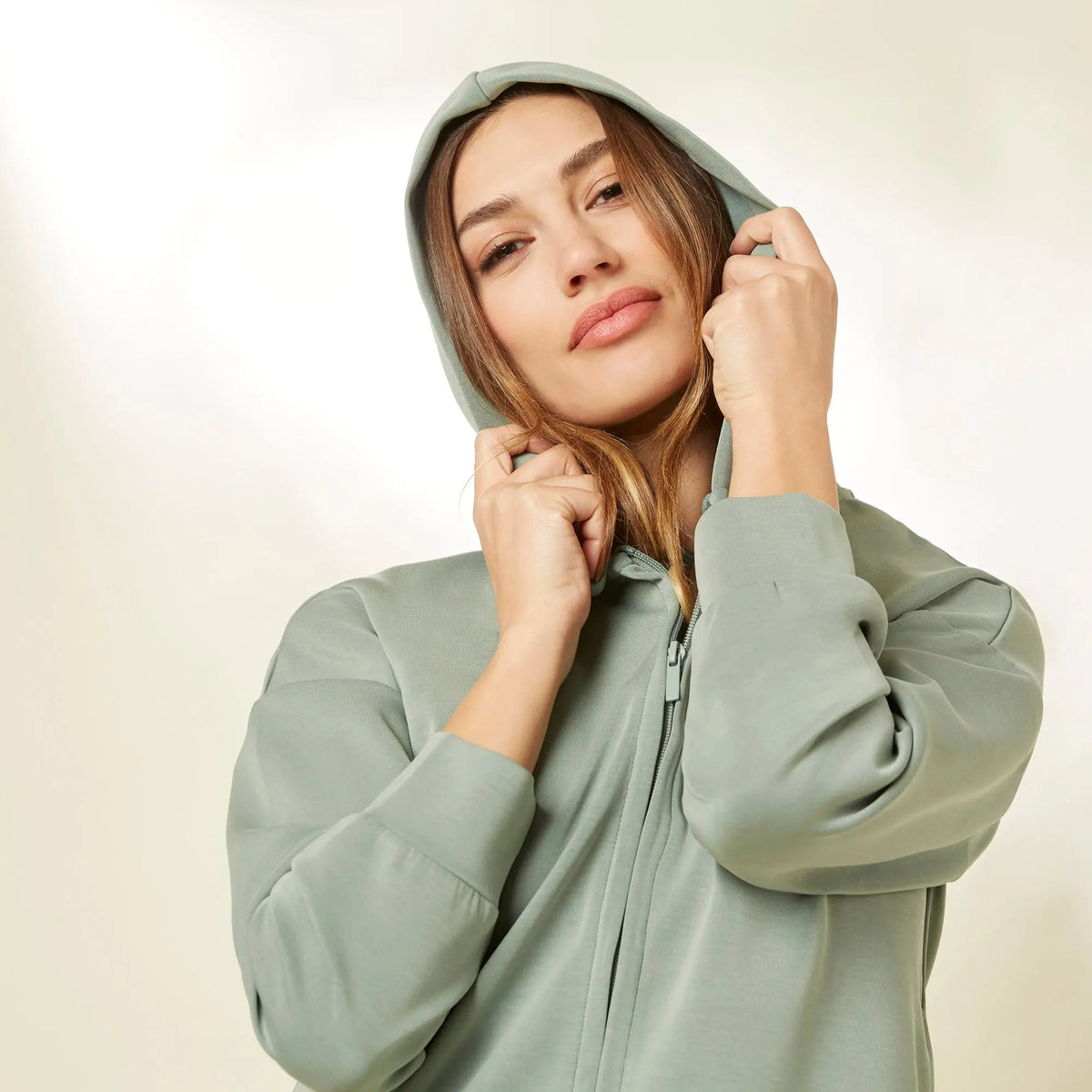 Sage Green Hooded Sweatshirt - BEVAVA