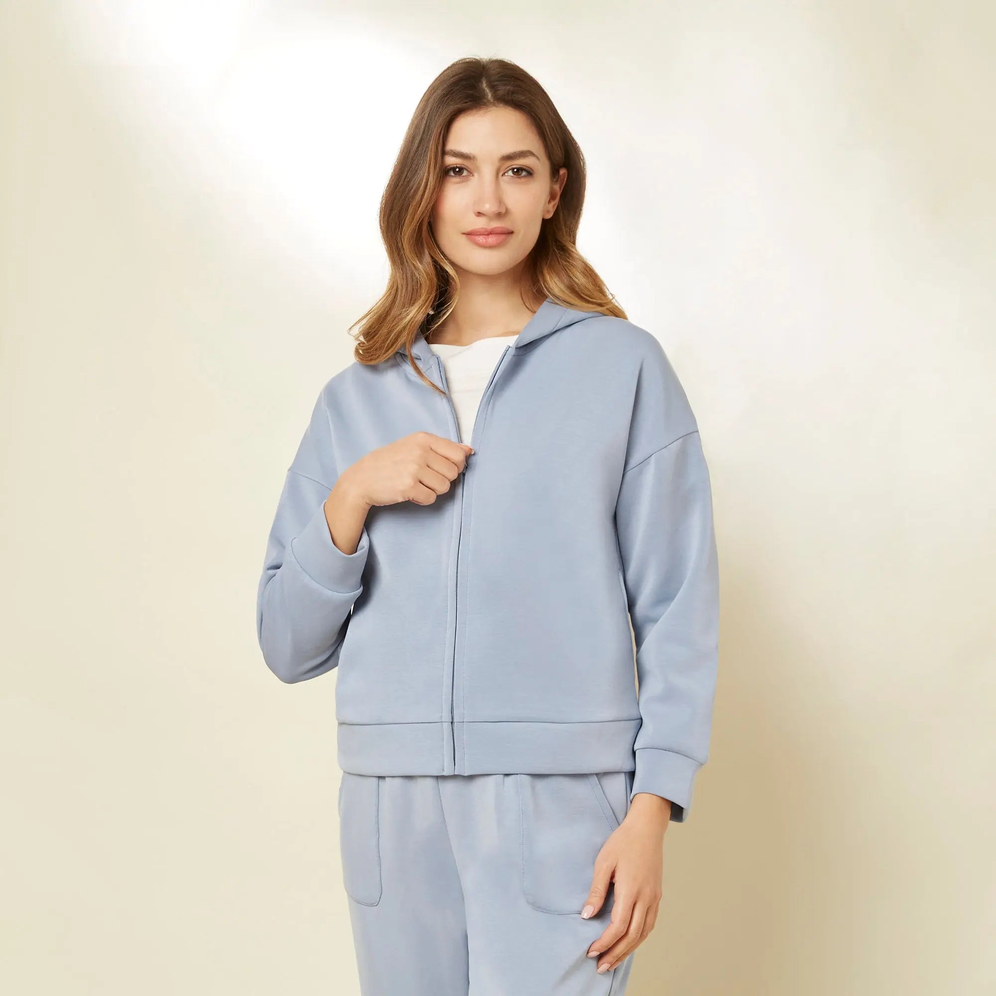Powder Blue Hooded Sweatshirt - BEVAVA