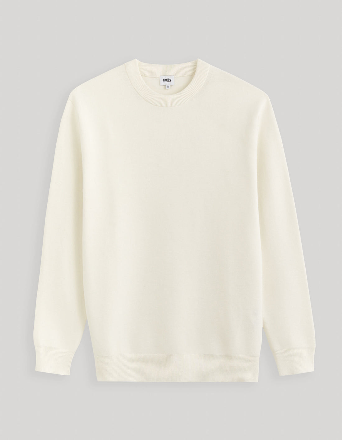 Cotton-Blend Round Neck Sweater - Beige_BECLO_ECRU_02