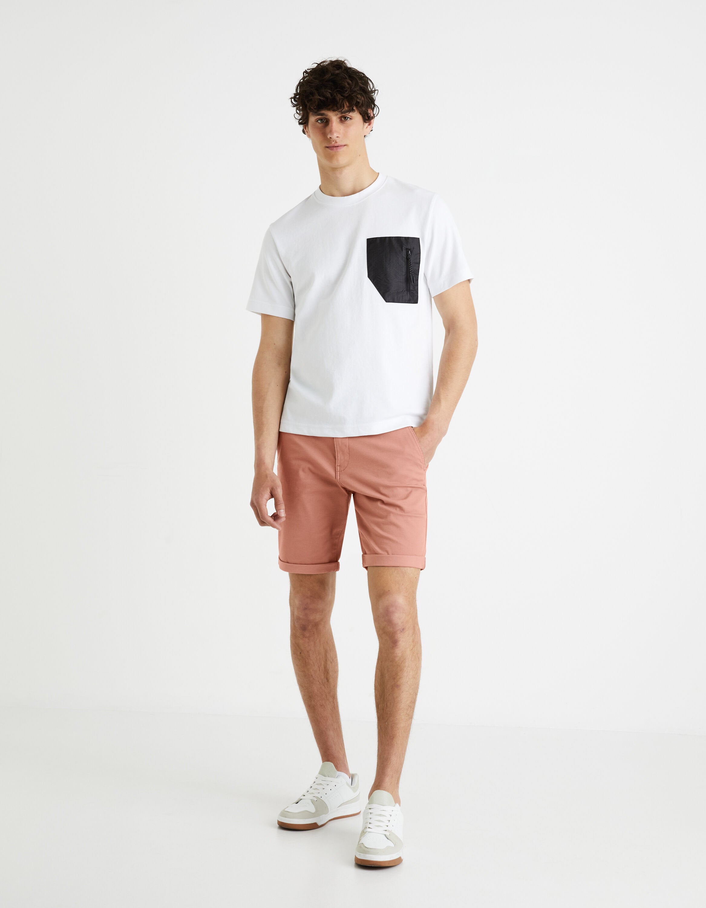 Plain Stretch Cotton Chino Bermuda Shorts - Rosewood_BOCHINOBM_BOIS DE ROSE_03