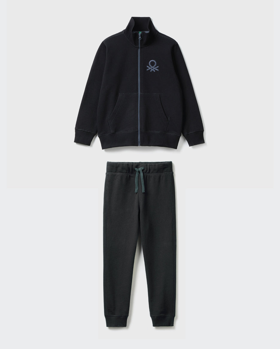 100% Cotton Zip-Up Sweatshirt Tracksuit With 