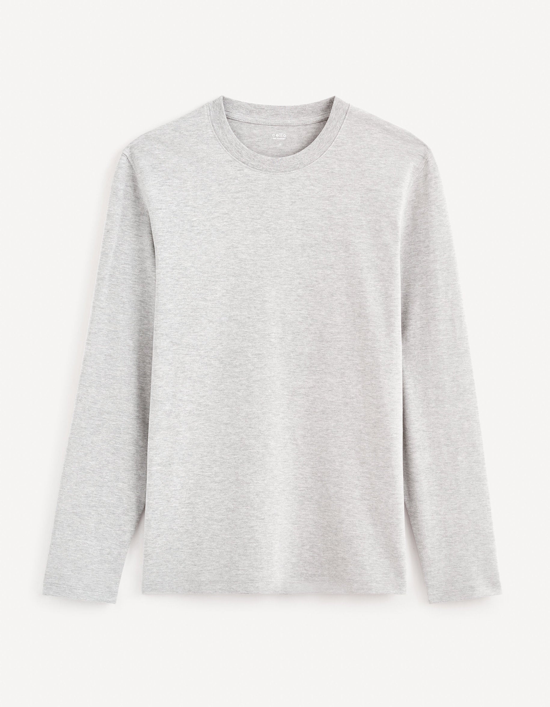 100% Cotton Round Neck T-Shirt - Heather Grey_CESOLACEML_GREY MEL_01