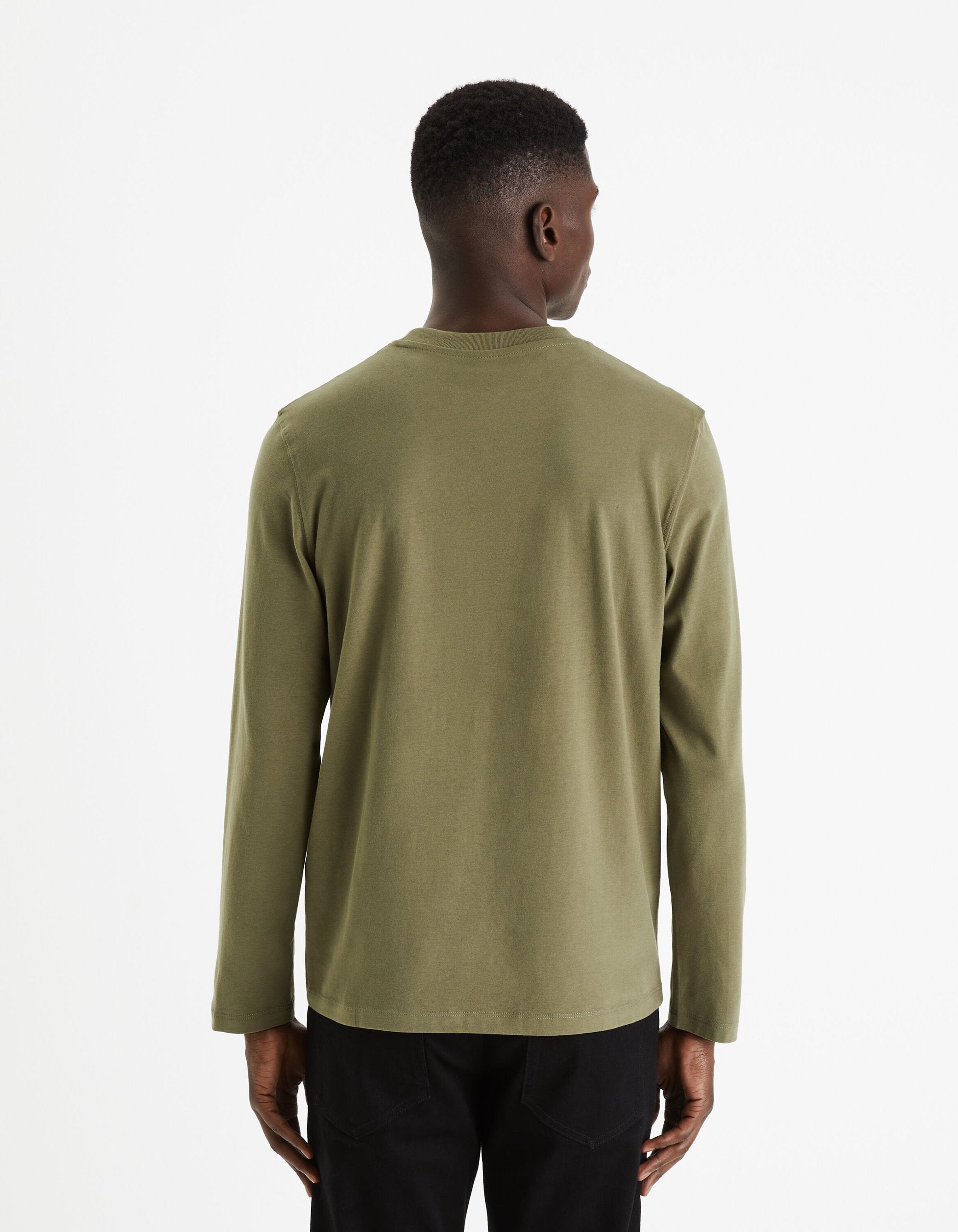 100% Cotton Round Neck T-Shirt - Khaki_CESOLACEML_KHAKI_04