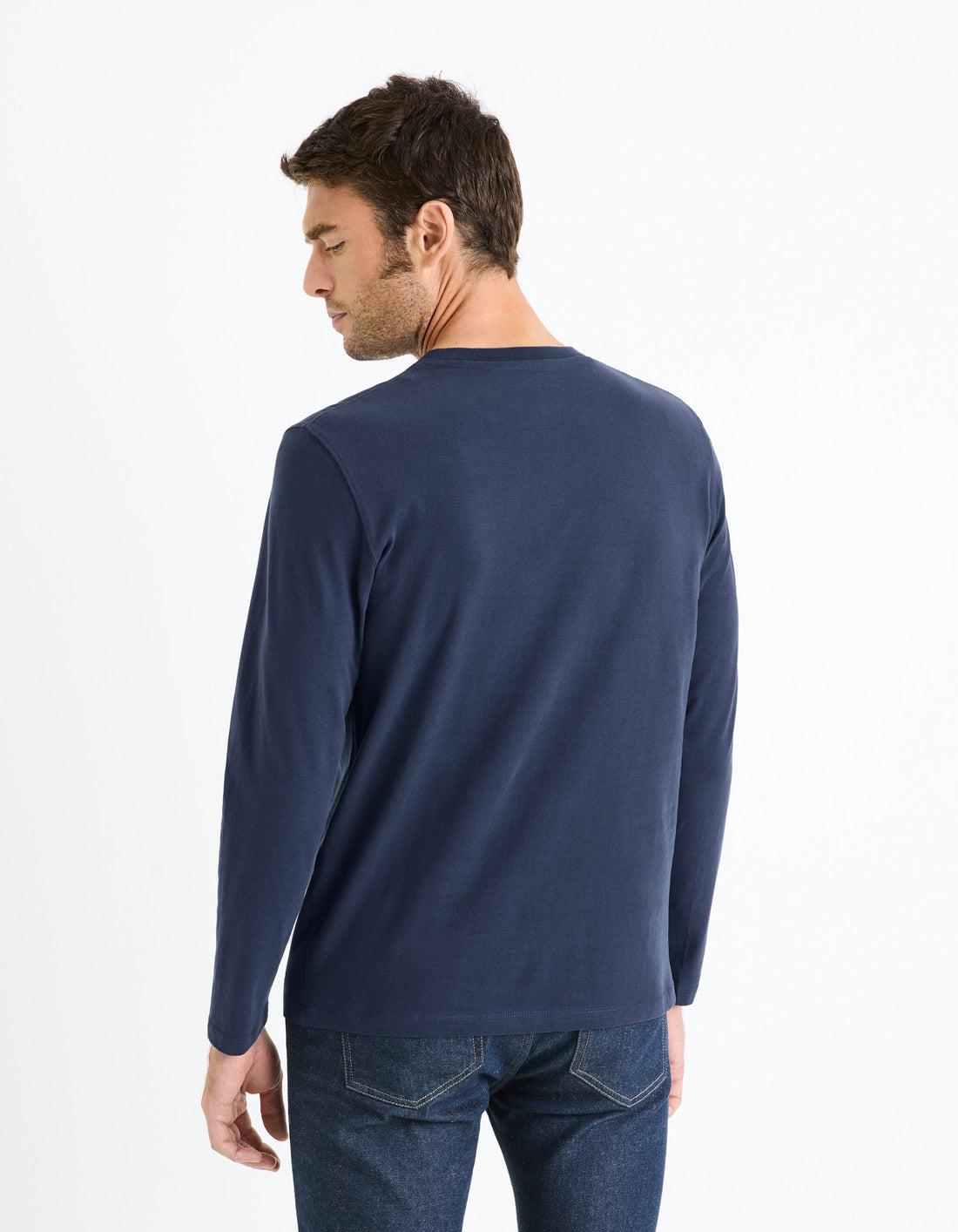 Cotton Round Neck T-Shirt - Navy_CESOLACEML_NAVY_03