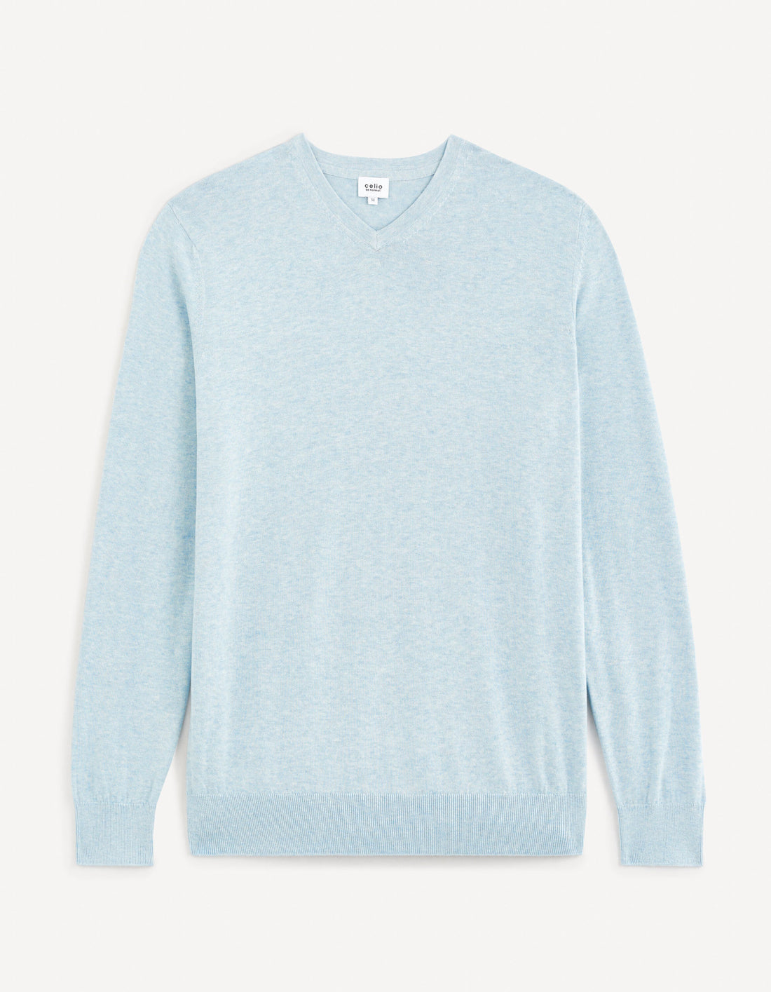 100% Cotton V-Neck Sweater - Light Blue_DECOTON_BLUE MEL_02