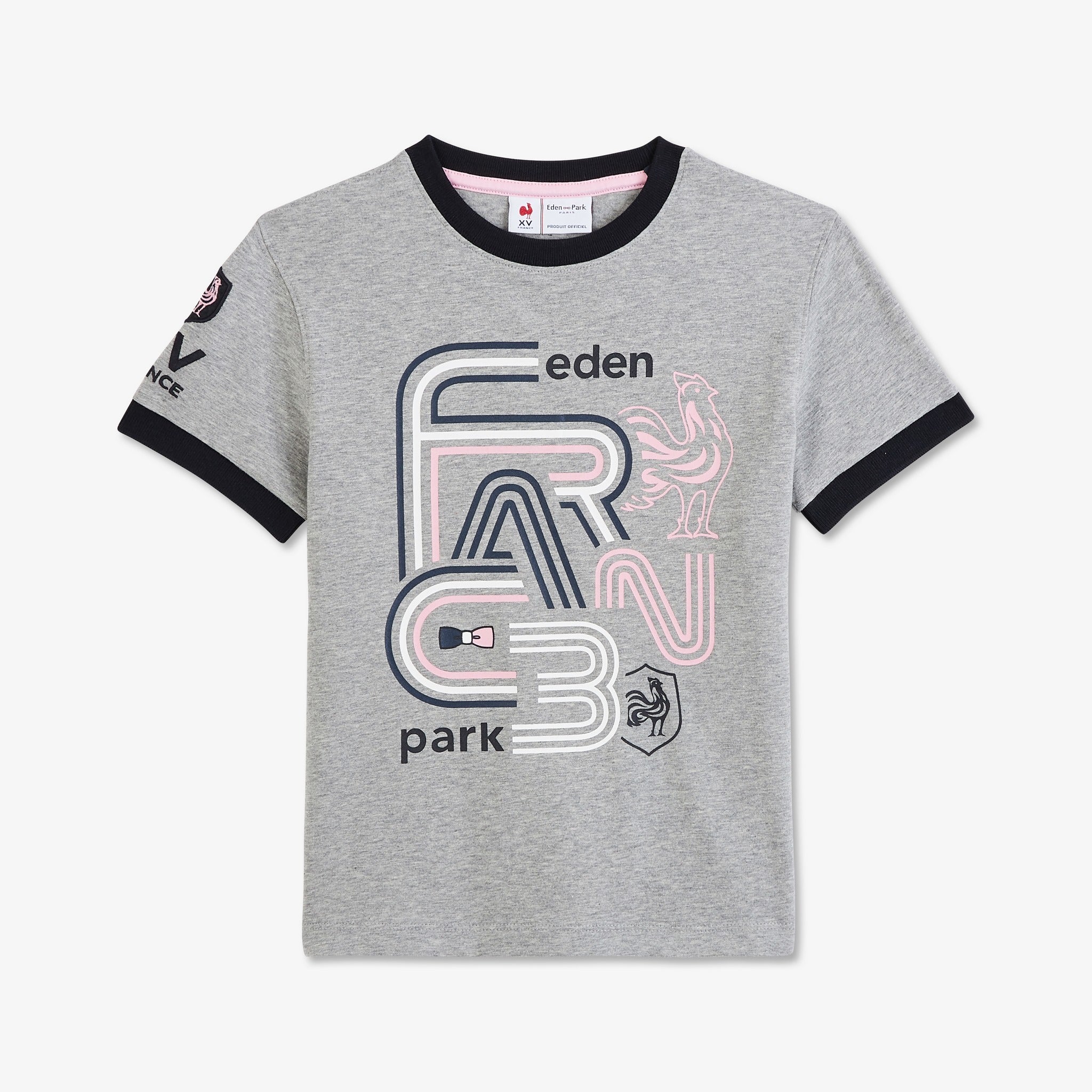 Grey T-Shirt With French Rooster Screen Print - BEVAVA