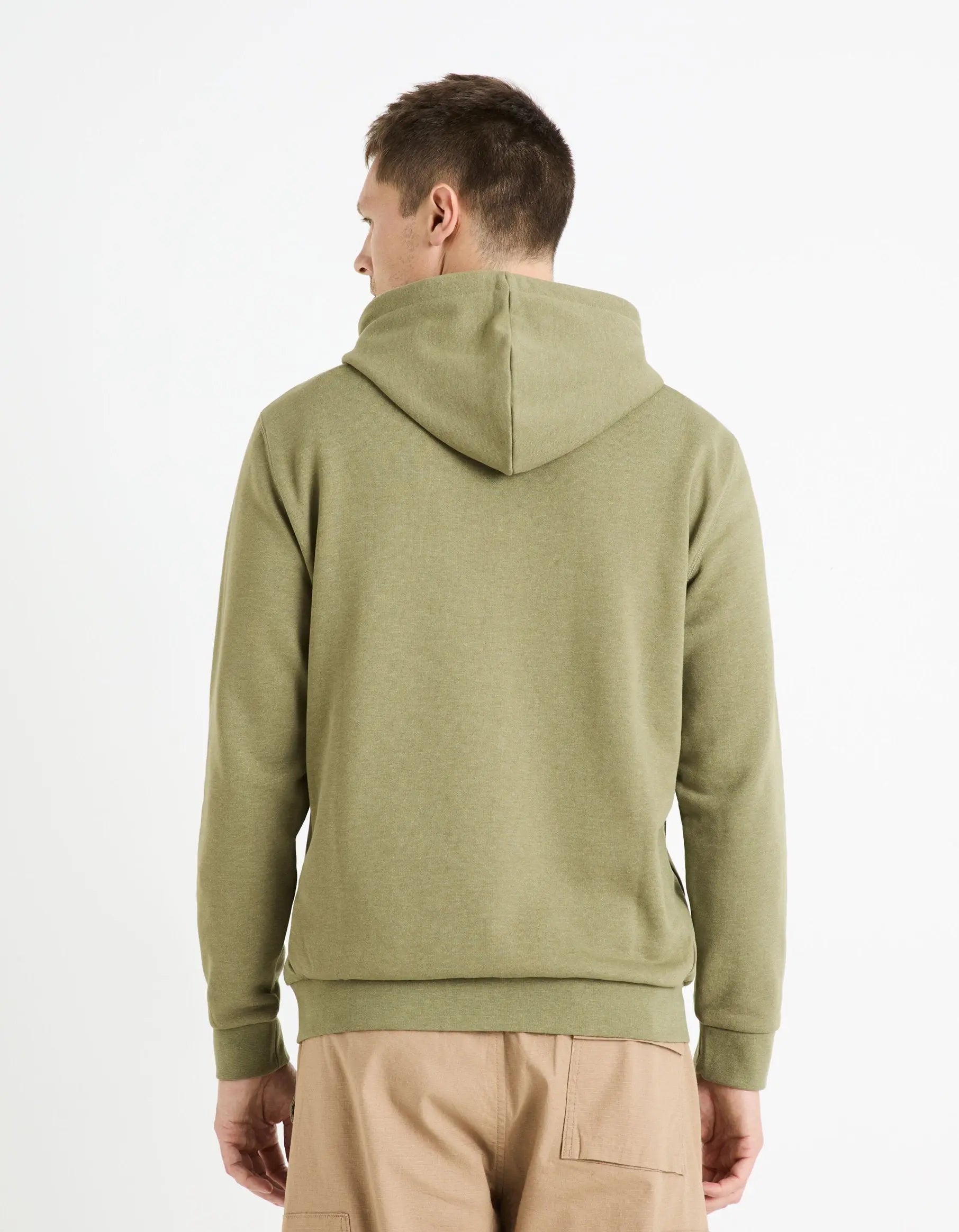 Cotton-Blend Hoodie - Khaki_FECHINE_KHAKI MEL_04