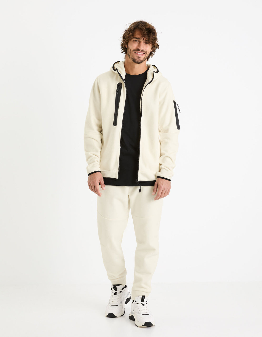 Zip-Up Hoodie - Ecru_FECOLDYOKE_ECRU_02