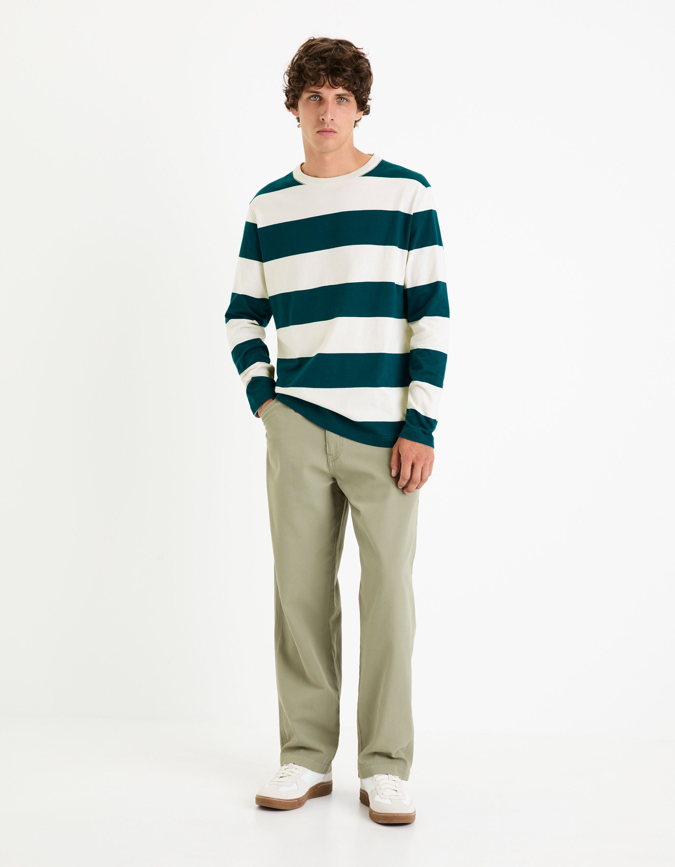 100% Cotton Long Sleeve T-Shirt - Blue_FECOND_BLUE GREY_02