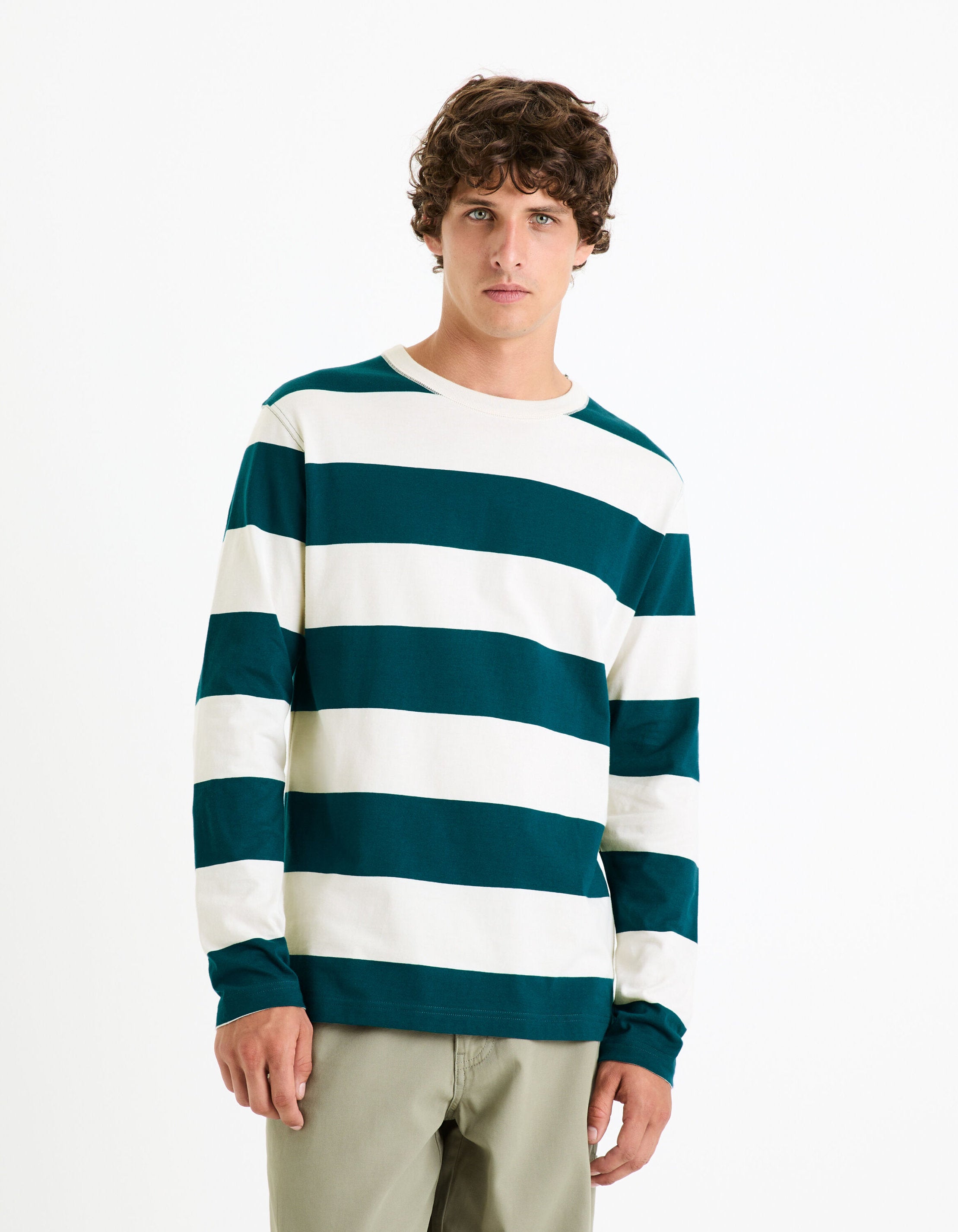 100% Cotton Long Sleeve T-Shirt - Blue_FECOND_BLUE GREY_03