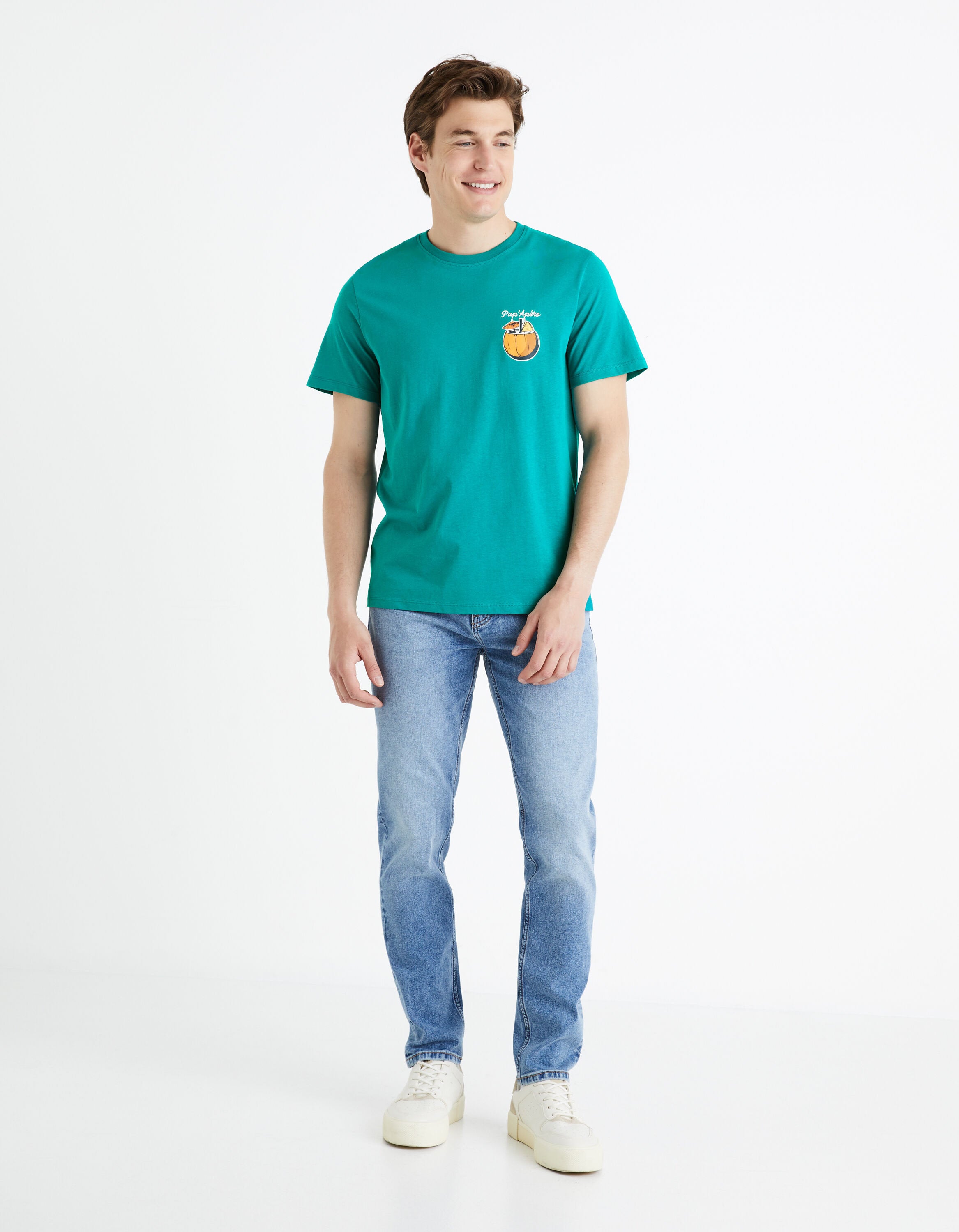 100% Cotton Round Neck T-Shirt - Green_FEDARON_GREEN BRITISH_03
