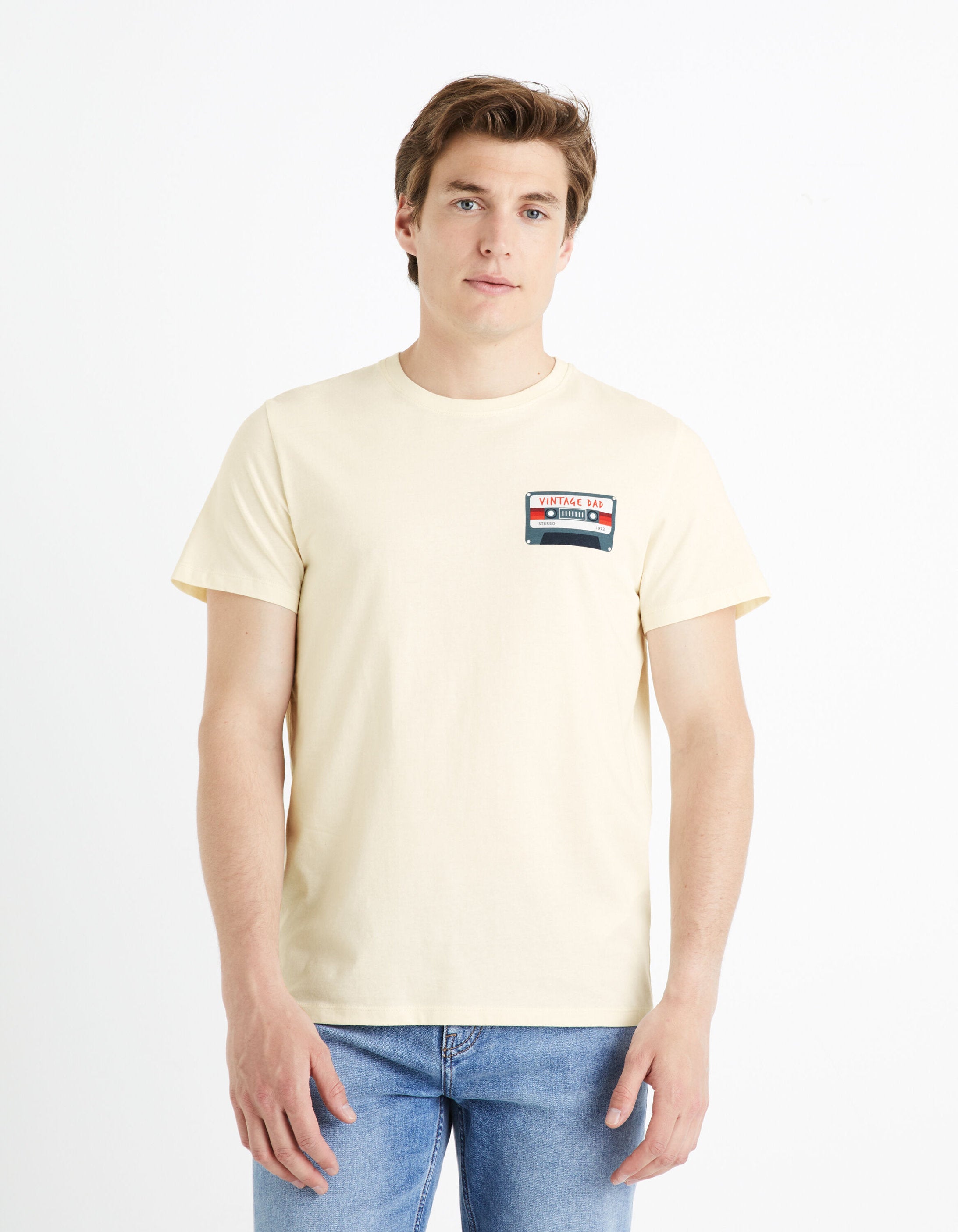 100% Cotton Round Neck T-Shirt - Off White_FEDARON_OFF WHITE_01