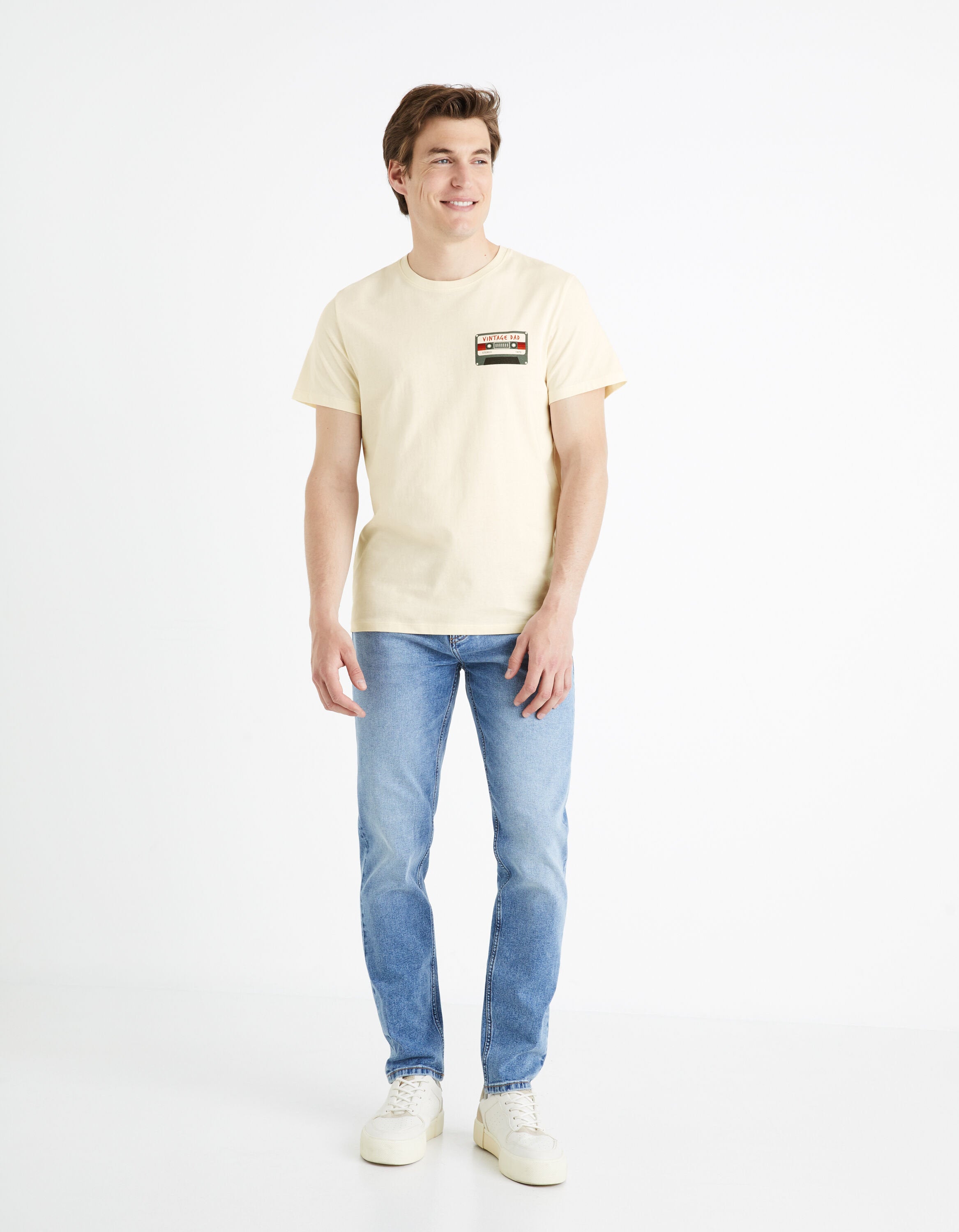 100% Cotton Round Neck T-Shirt - Off White_FEDARON_OFF WHITE_03