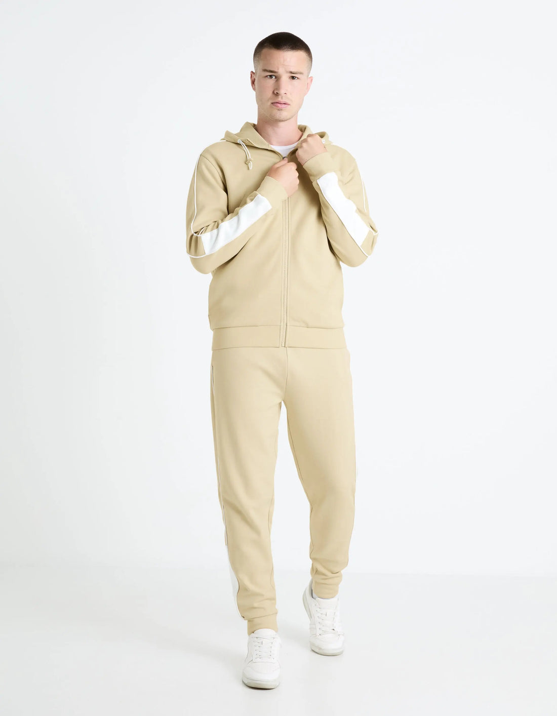 Cotton Blend Hoodie - Beige_FEFADA_BEIGE_02
