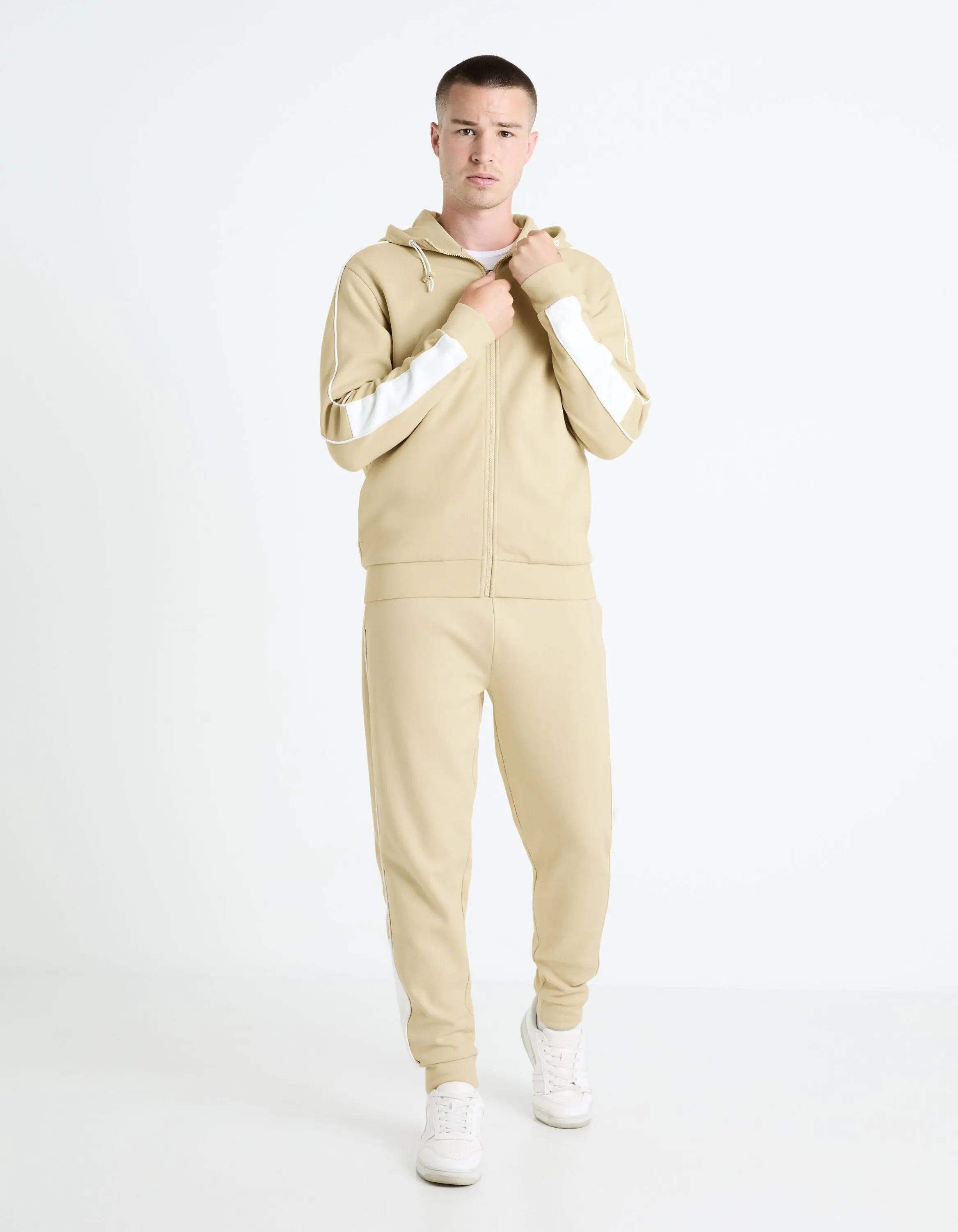 Cotton Blend Hoodie - Beige_FEFADA_BEIGE_02