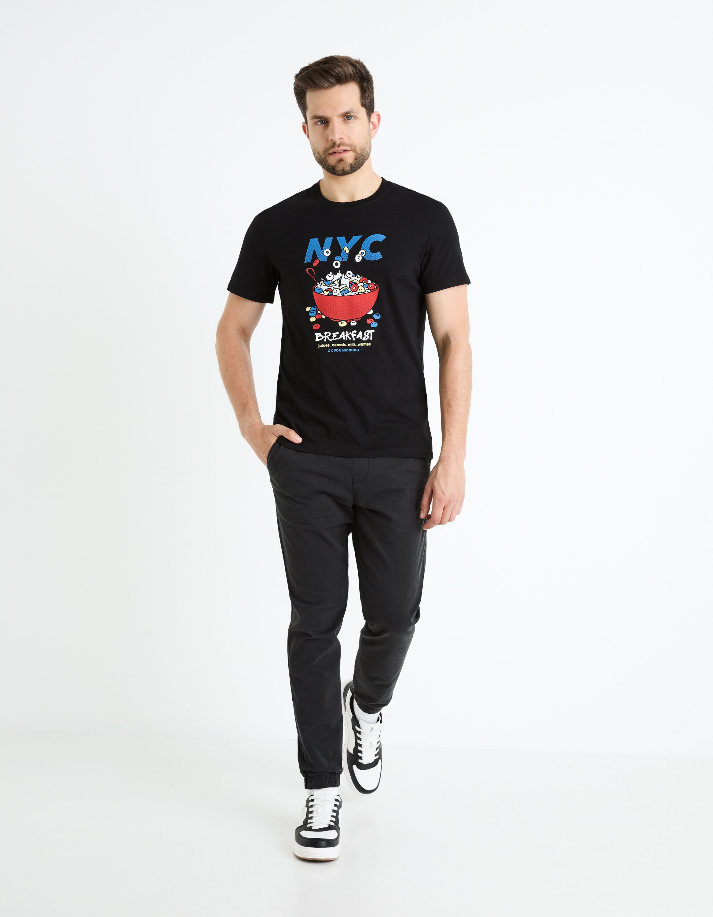 100% Cotton Round Neck T-Shirt - Black_FEFROG_BLACK_02