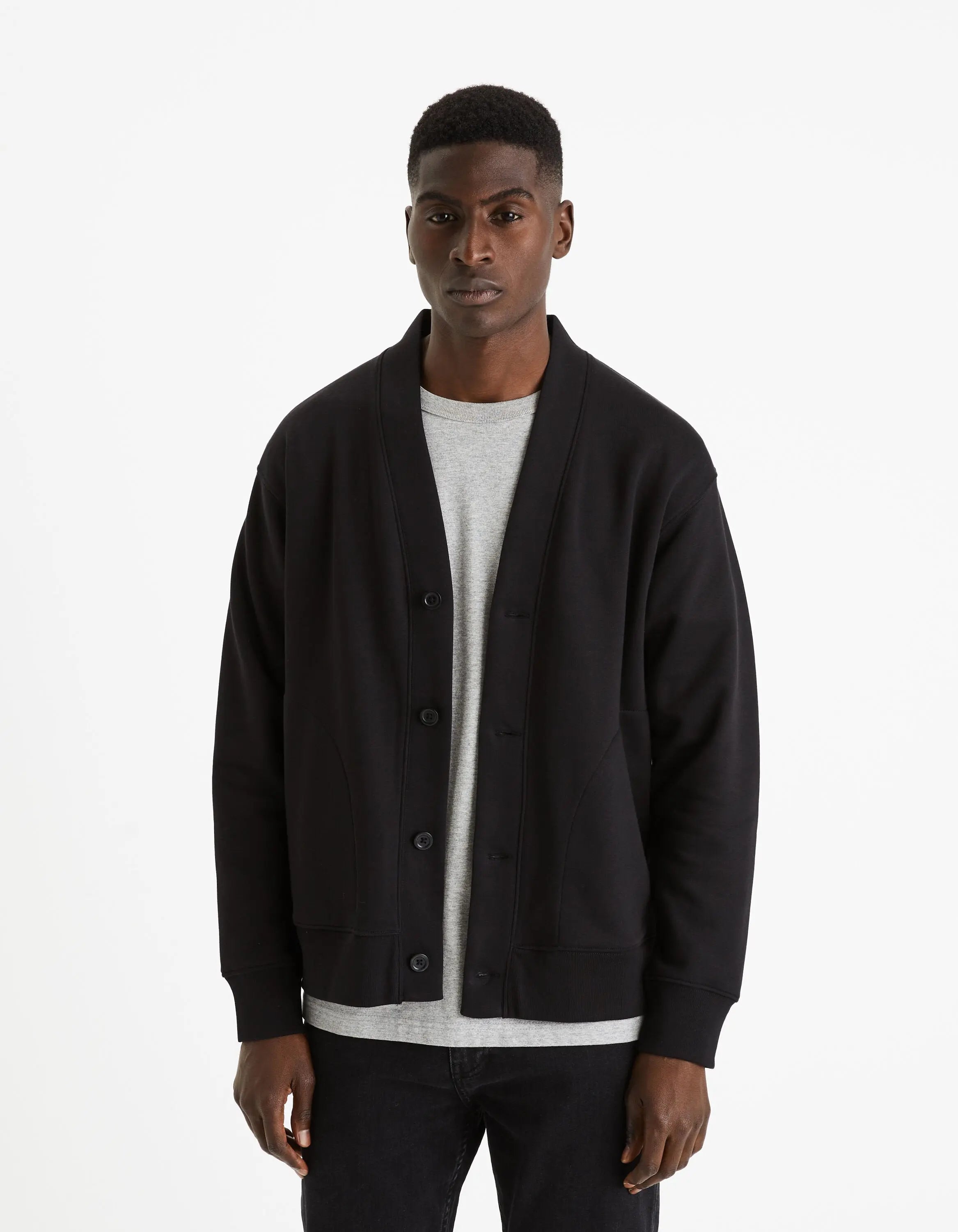 Cotton Blend Cardigan - Black_FEHARDOS_BLACK_03