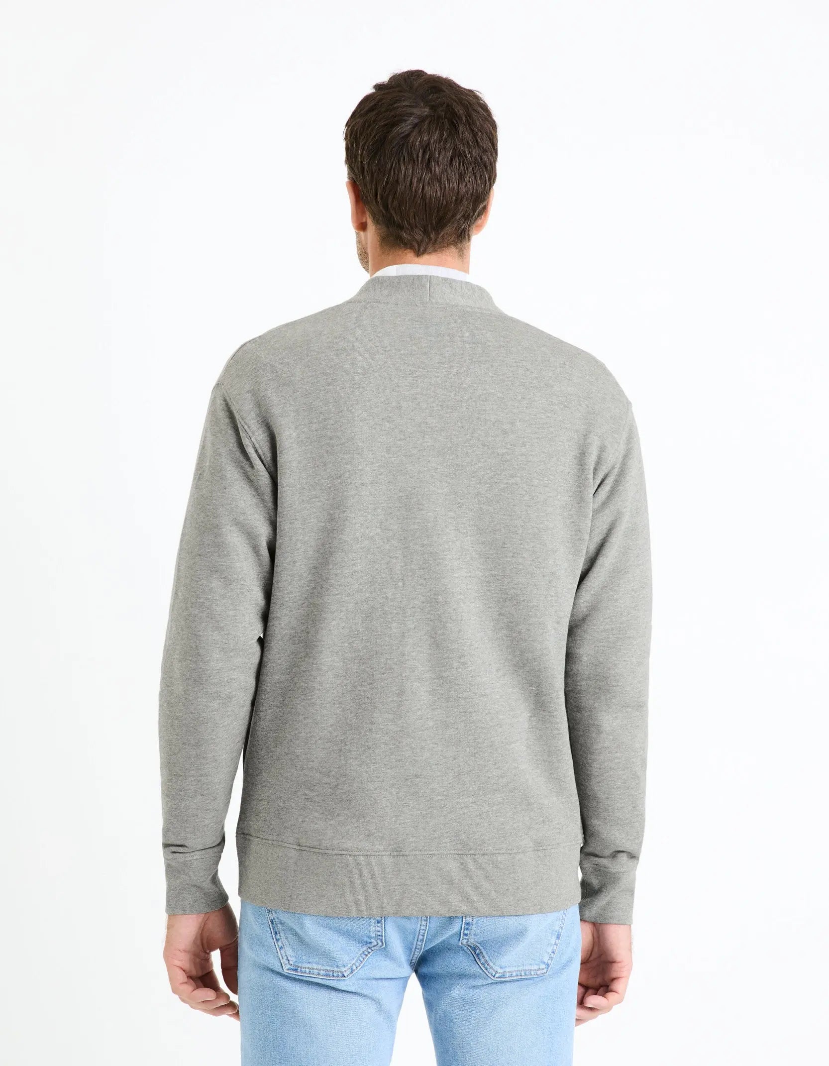 Cotton Blend Cardigan - Grey_FEHARDOS_HEATHER GREY_04