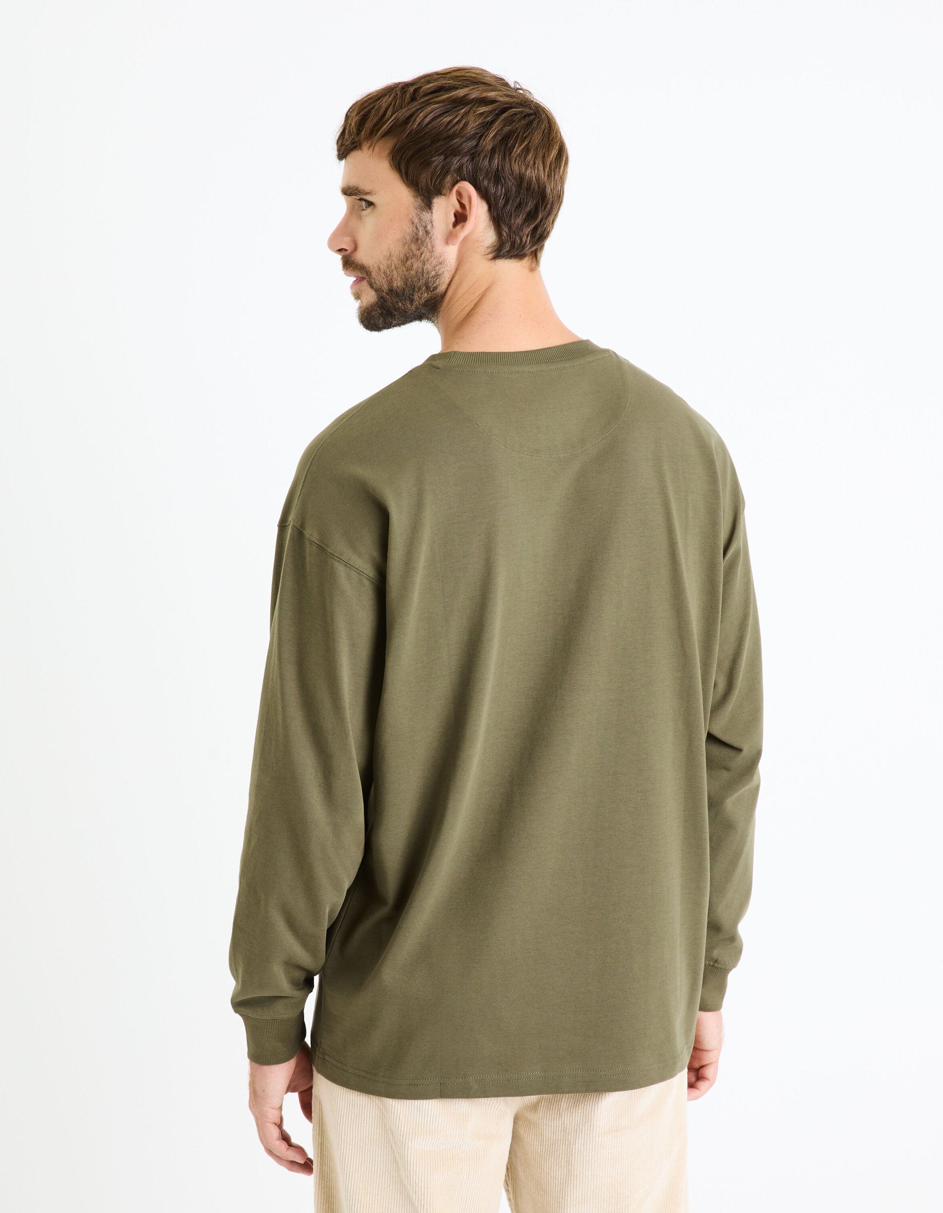 100% Cotton Long-Sleeved T-Shirt - Khaki_FEIGNANT_KHAKI_04