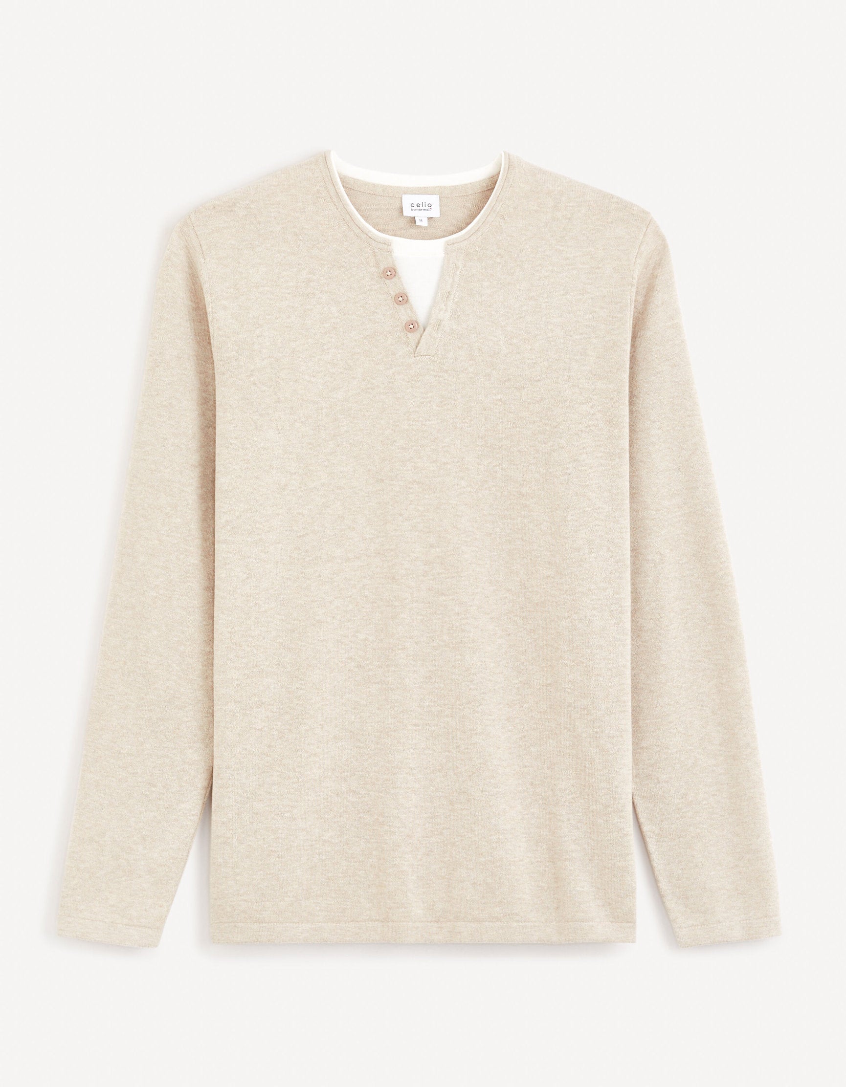 Tunisian Collar Sweater 100% Cotton - Beige_FELANO_BEIGE MEL_02