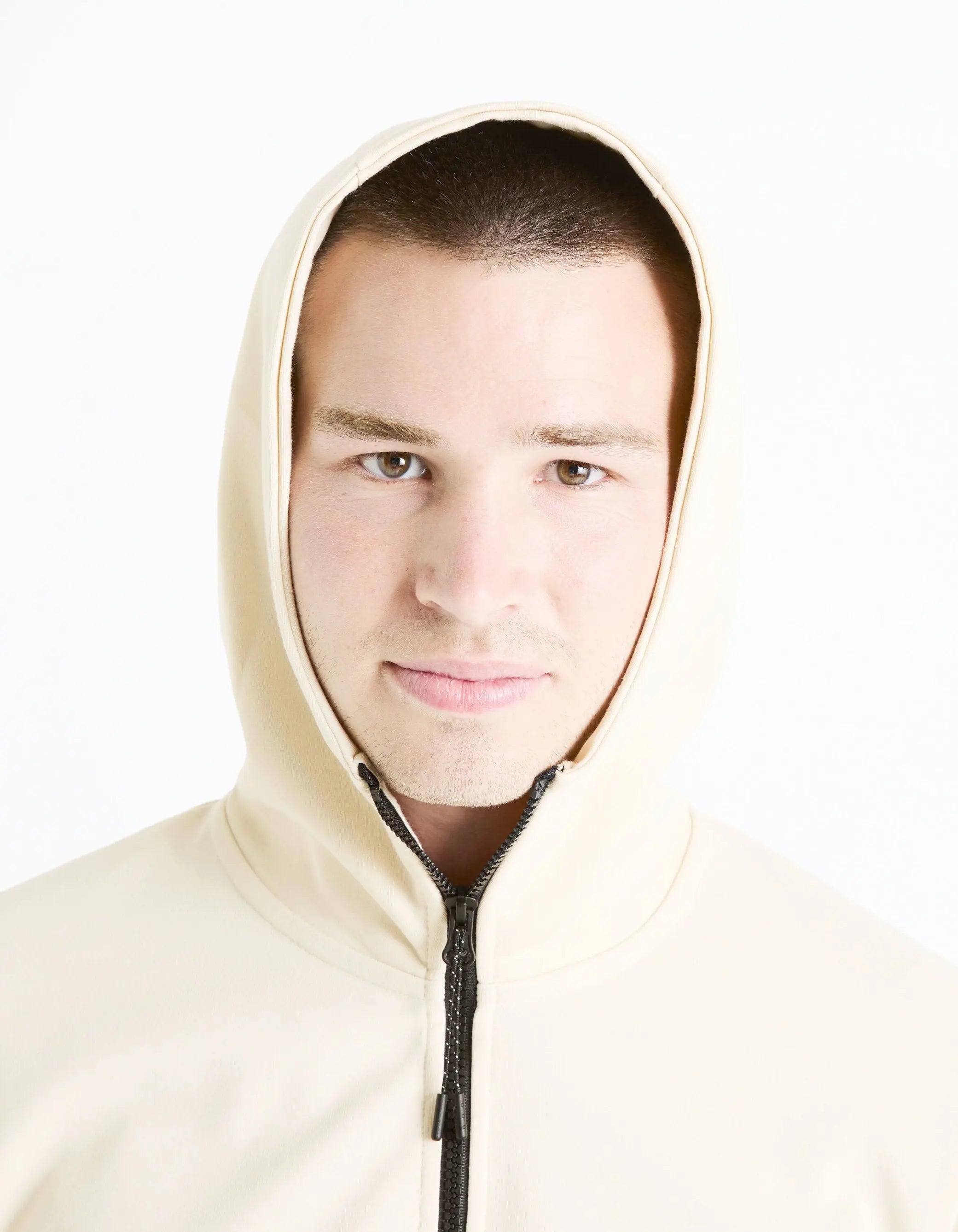 Cotton-Blend Hooded Zip-Up Sweatshirt - Beige_FENEWYOKE_ECRU_05