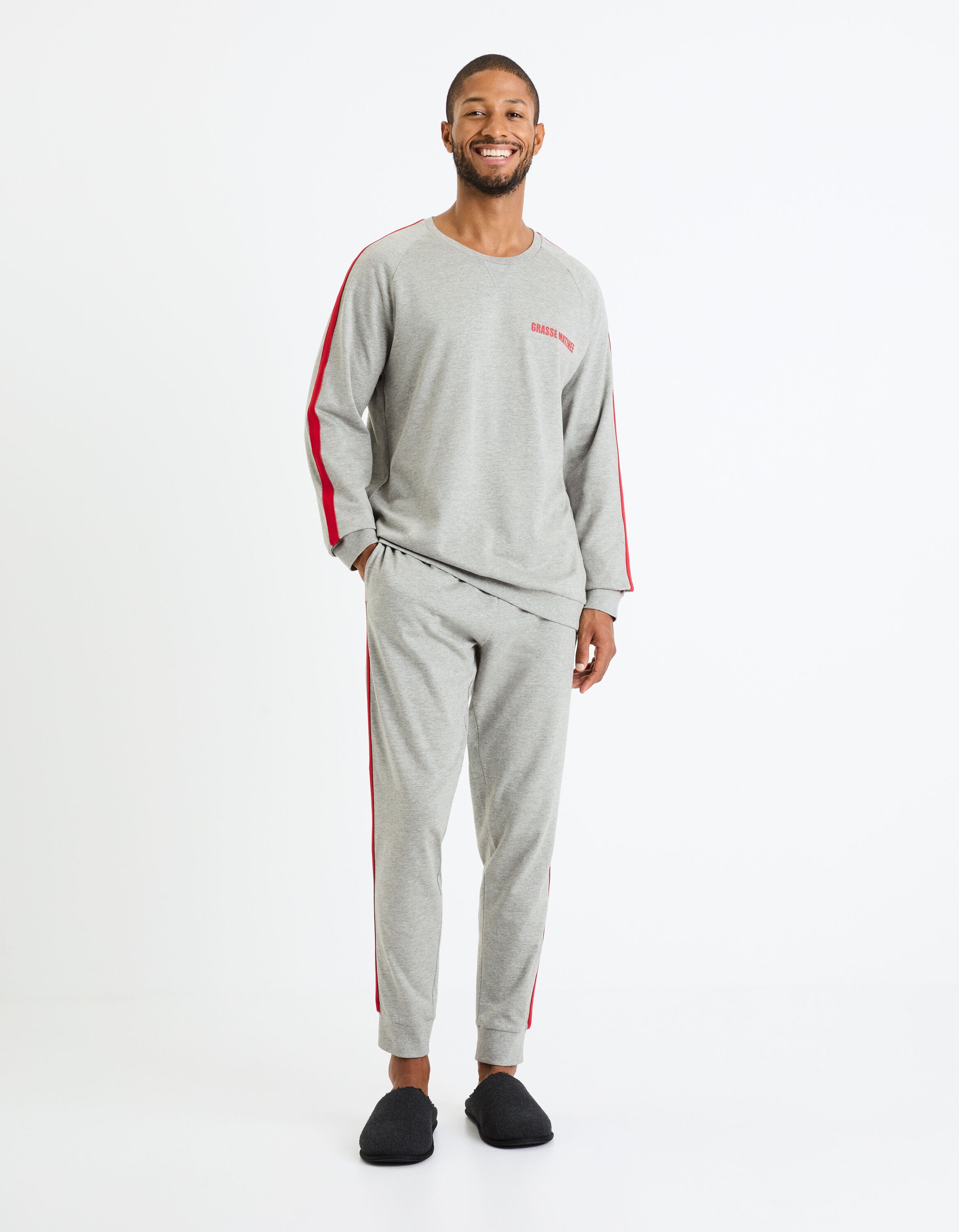 Long-Sleeved Pajamas And Pants - China Gray_FIPYSPORT_GREY MEL_03