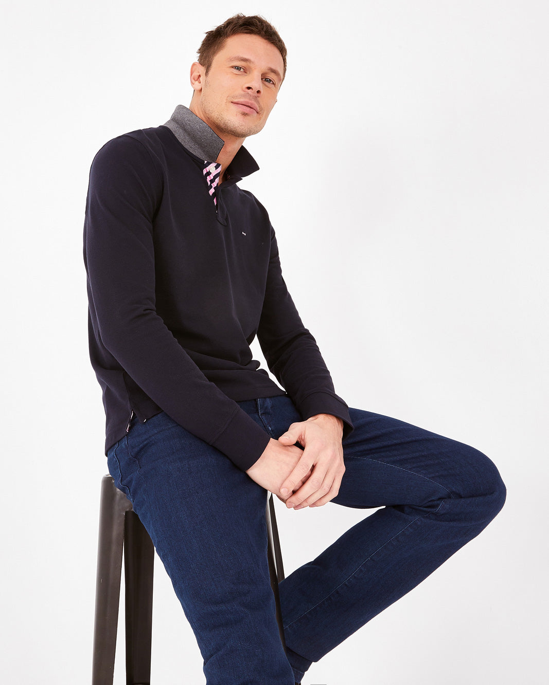 Dark Blue Polo Manches Longues Eden Park