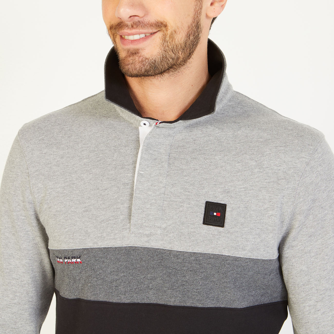 Colour-Block Long-Sleeved Rugby Shirt Eden Park