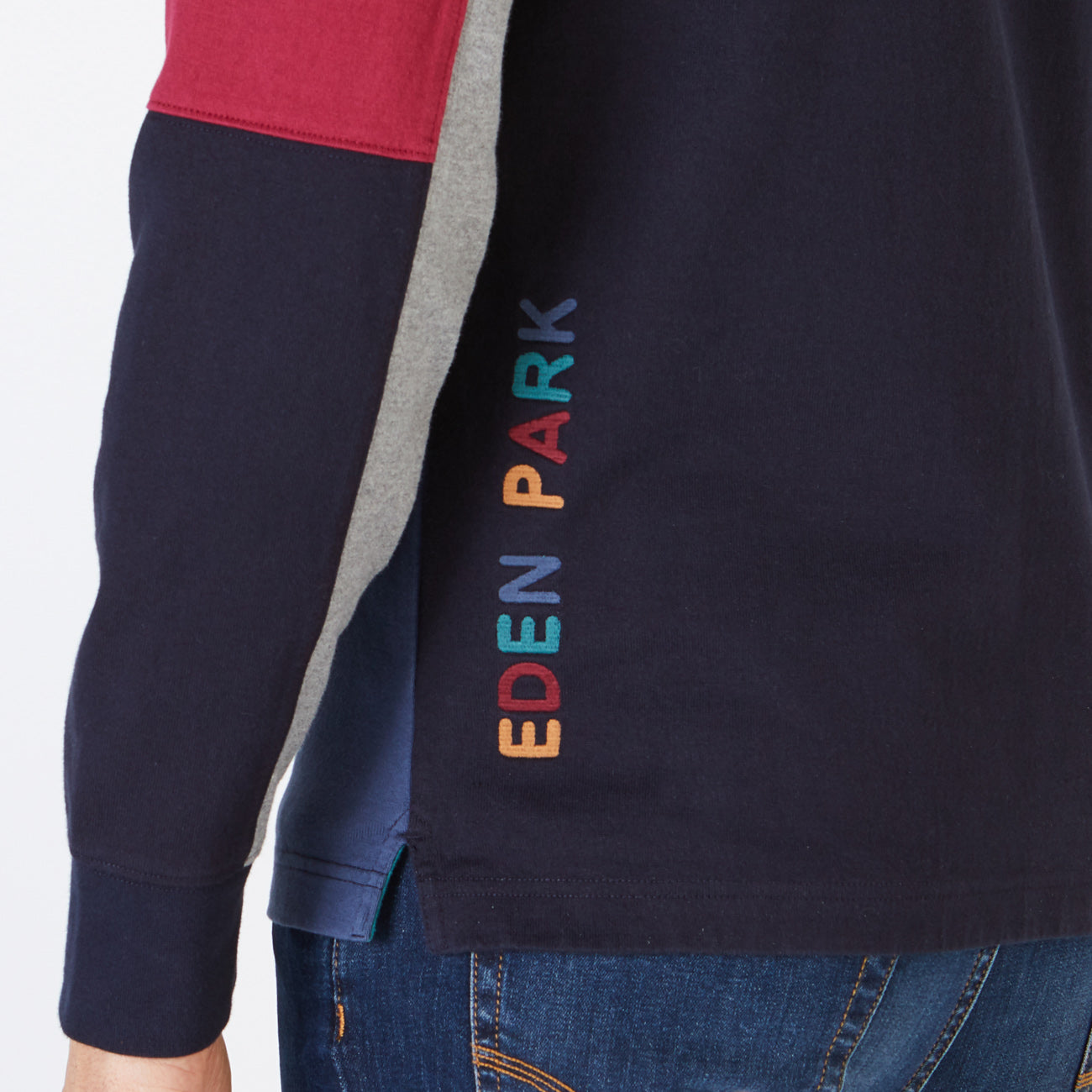 Blue Colour-Block Rugby Shirt Eden Park