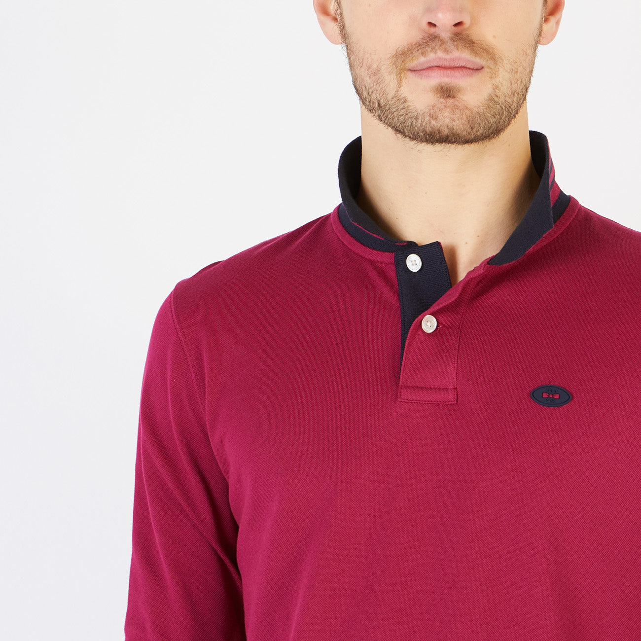 Long-Sleeved Burgundy Polo Shirt Eden Park