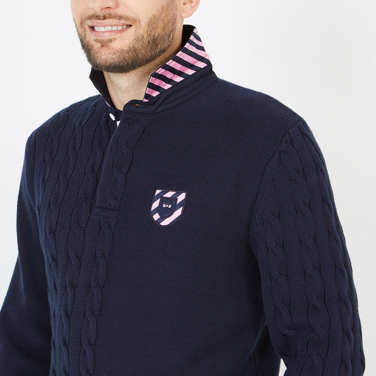 Dark Blue Knitted Stitch Game Jumper Eden Park