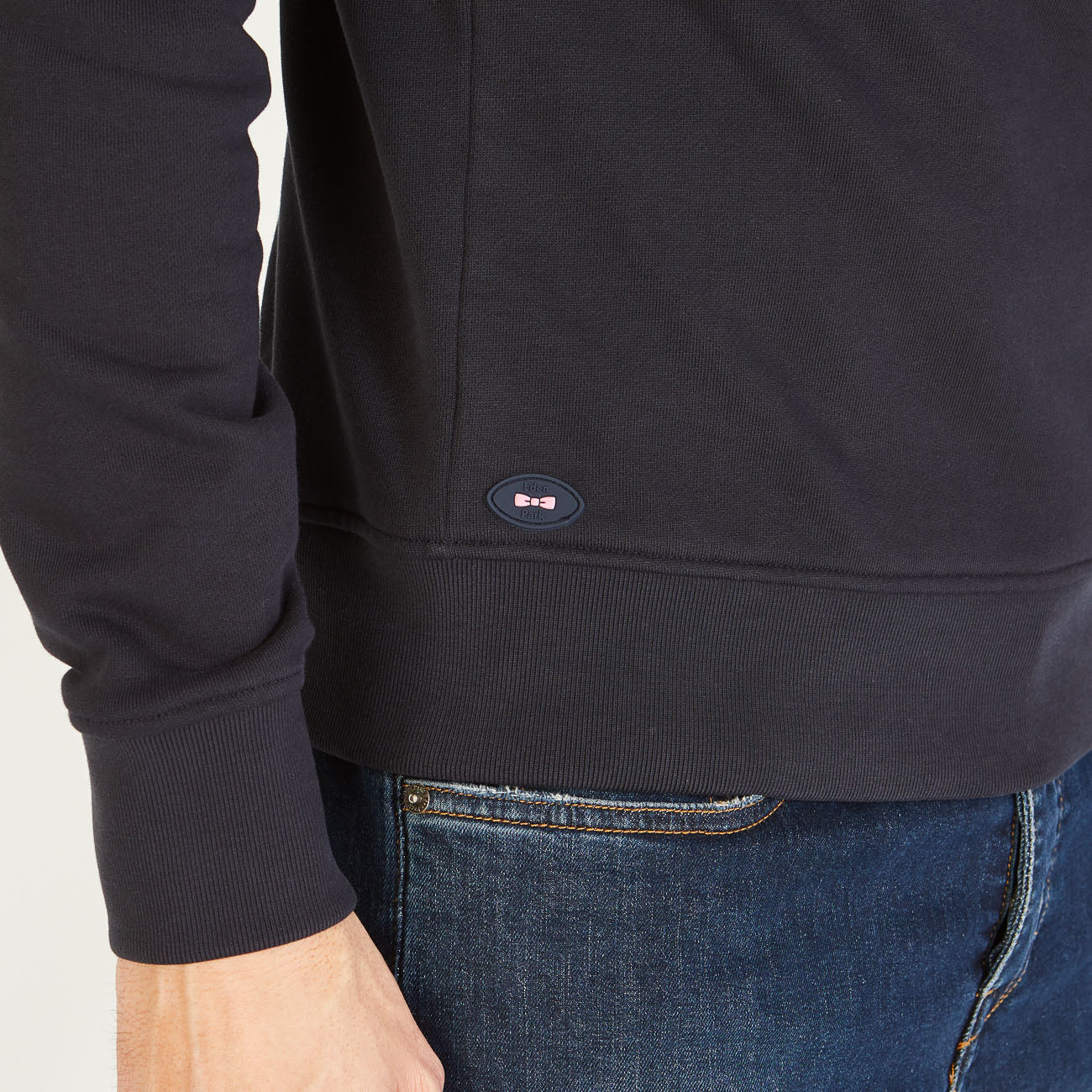 Plain Navy Blue Long-Sleeved Sweatshirt Eden Park