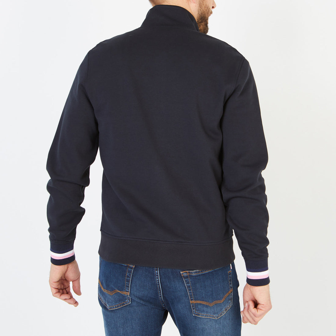 Navy Blue Zip Sweatshirt With Stand-Up Collar Eden Park