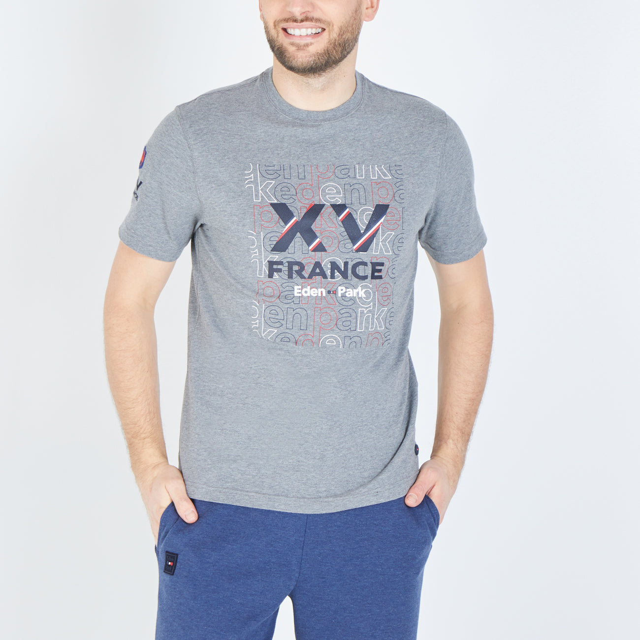 Gray Screen-Printed Xv De France T-Shirt Eden Park