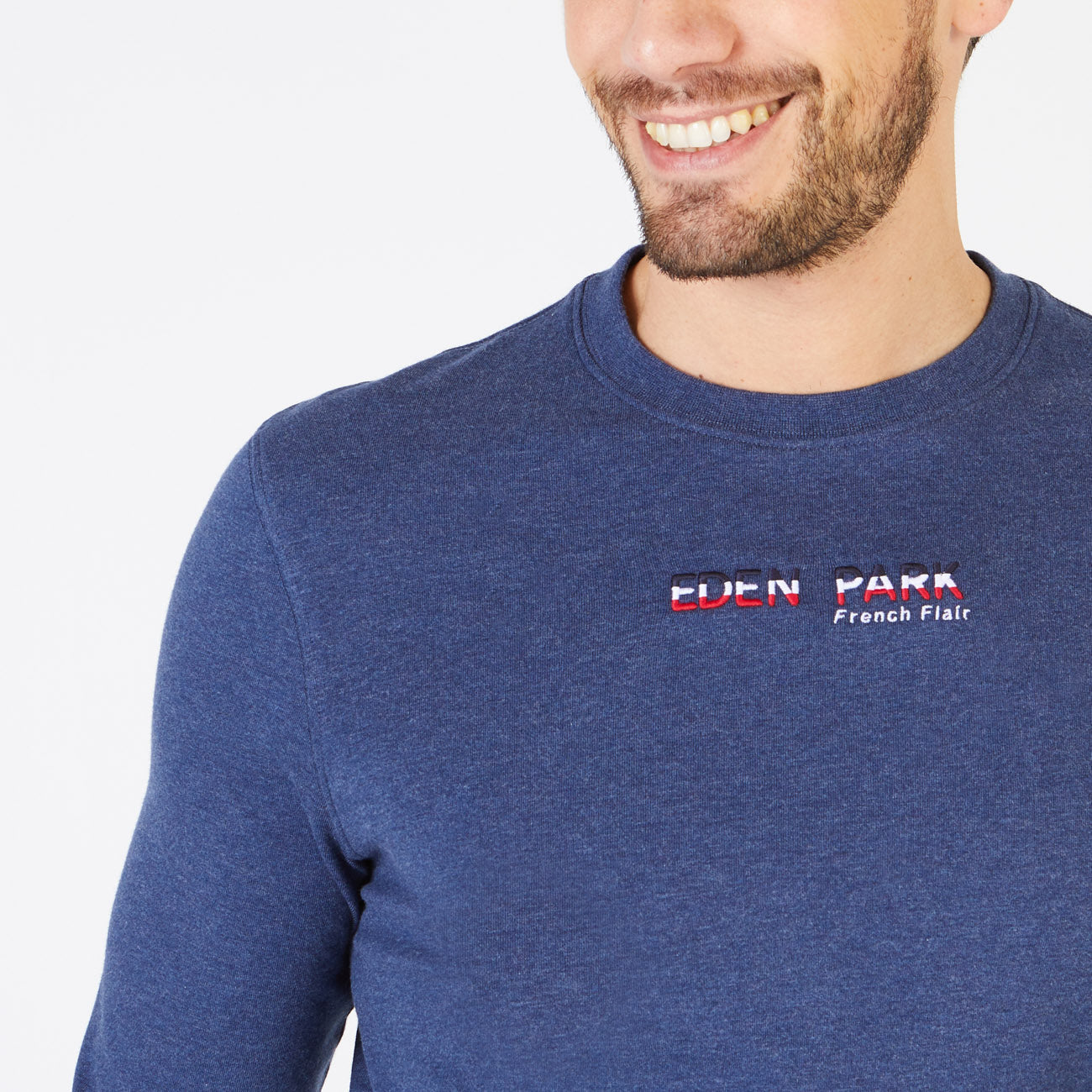Navy Long-Sleeved T-Shirt With Embroidered French Flair Pattern Eden Park