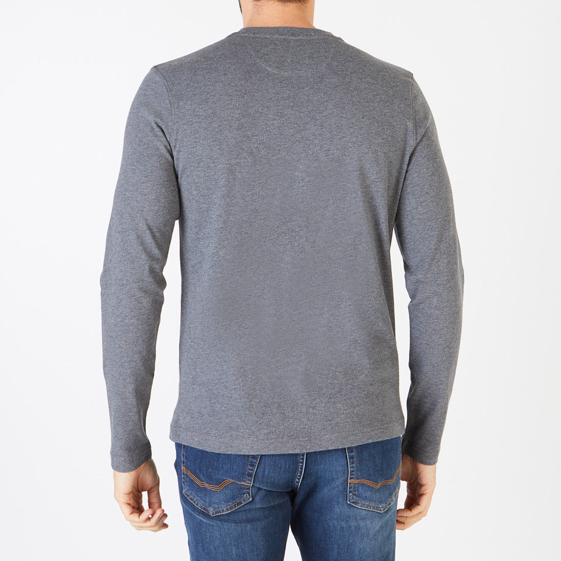 Gray Long-Sleeved T-Shirt With Embroidered French Flair Motif Eden Park
