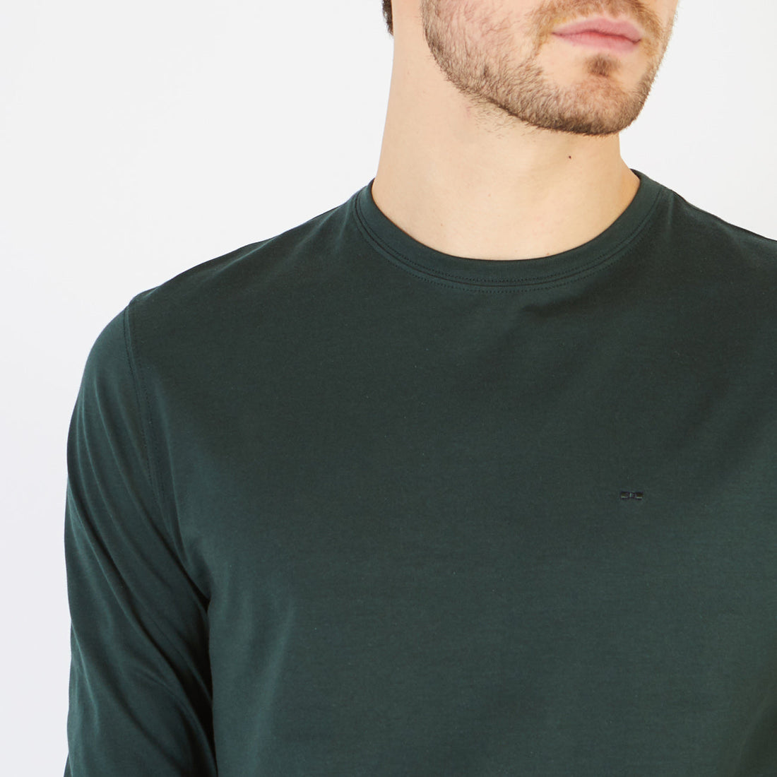 Plain Dark Green Long-Sleeved T-Shirt Eden Park