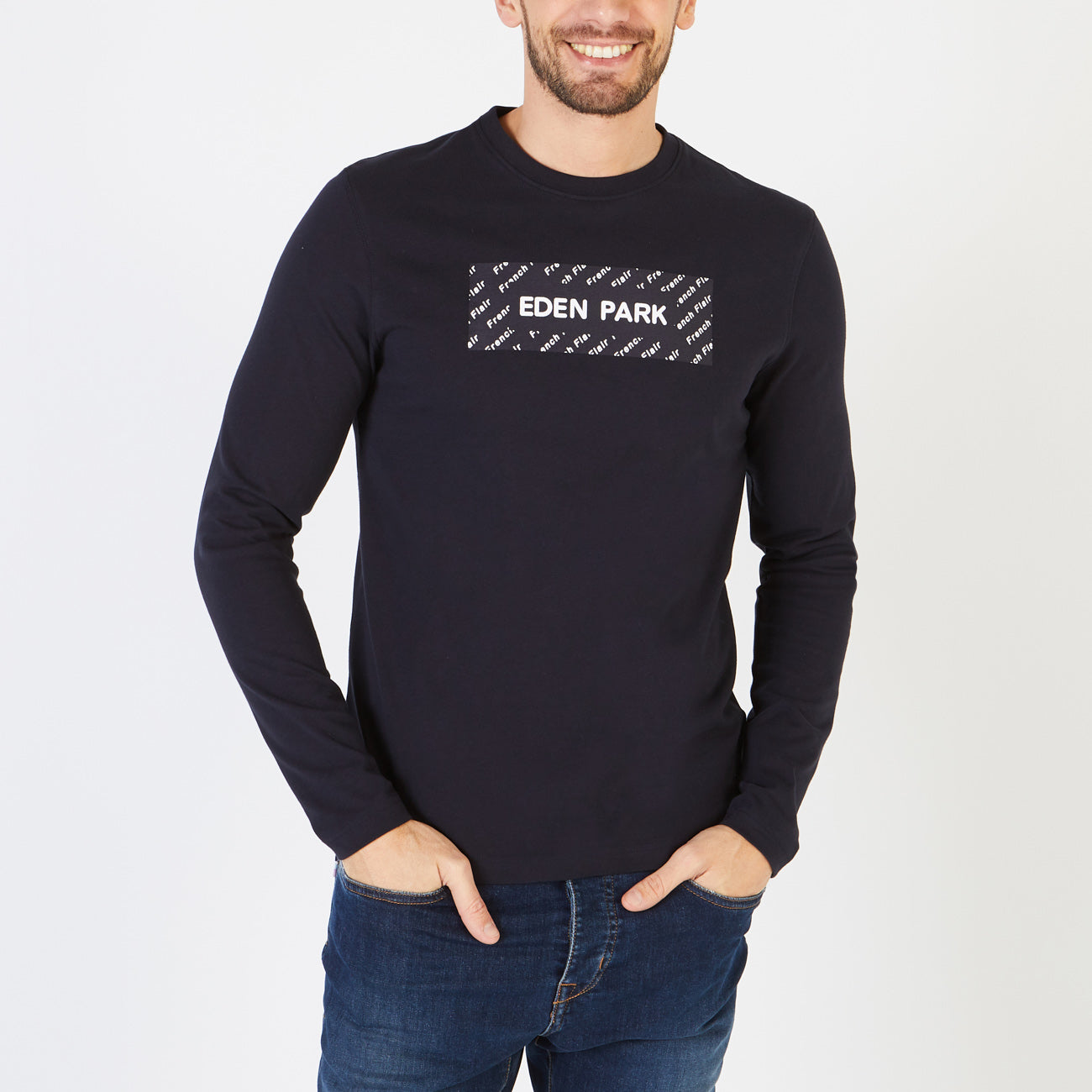 Plain Long-Sleeved T-Shirt With Screen Print Eden Park
