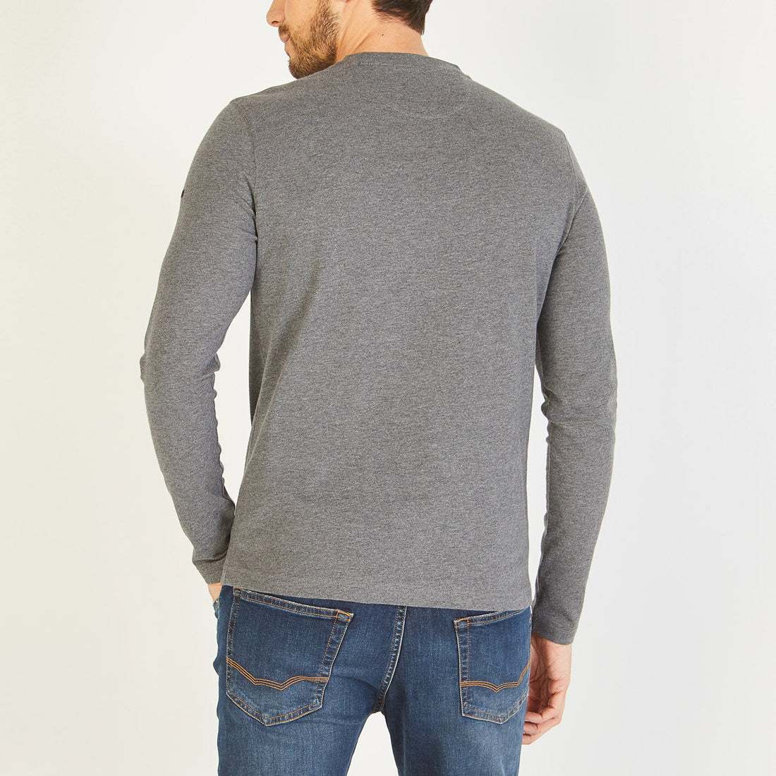 Long-Sleeved Grey T-Shirt With French Flair Screen Print Eden Park
