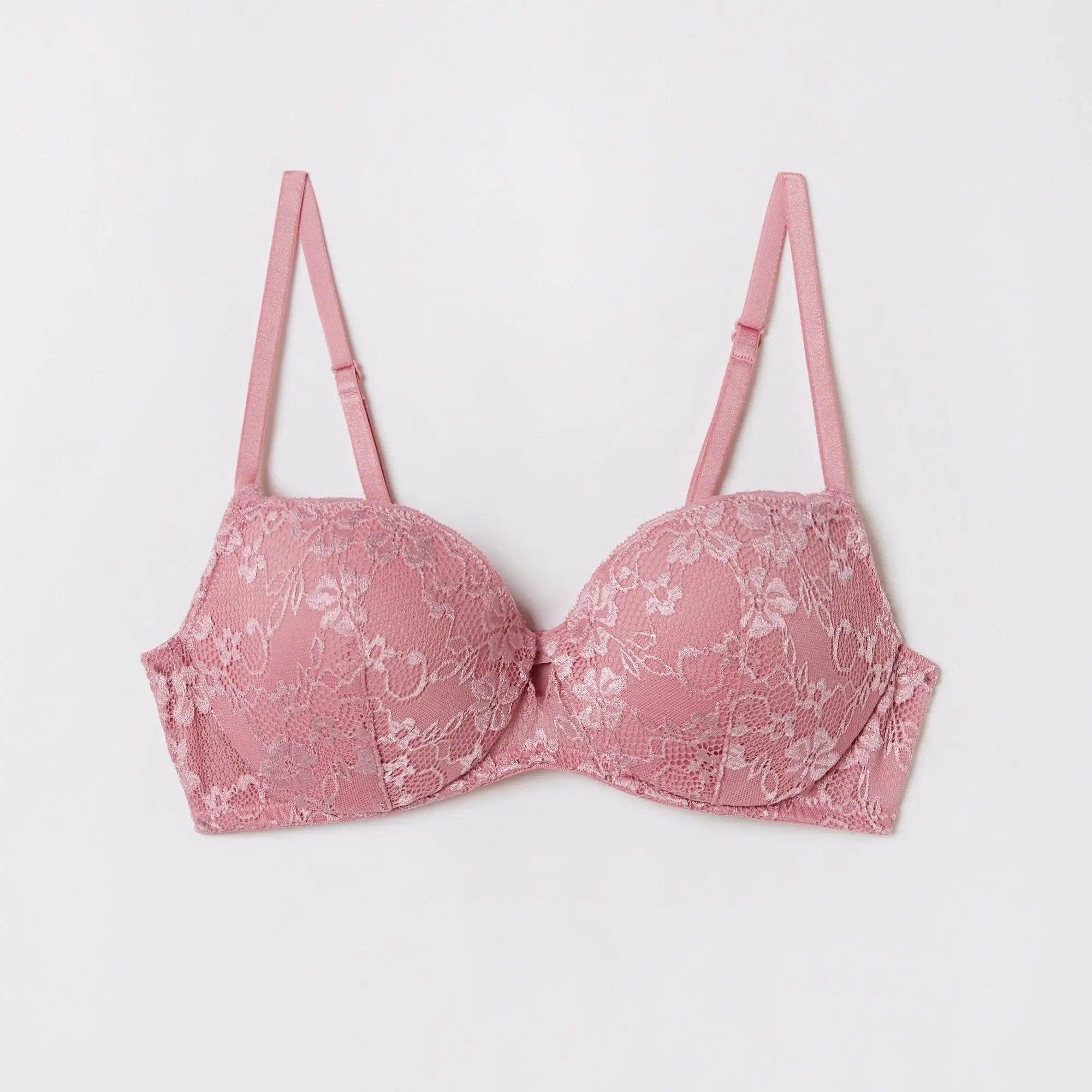 Antique Rose Padded Balcony Bra In Different Cup Sizes - BEVAVA