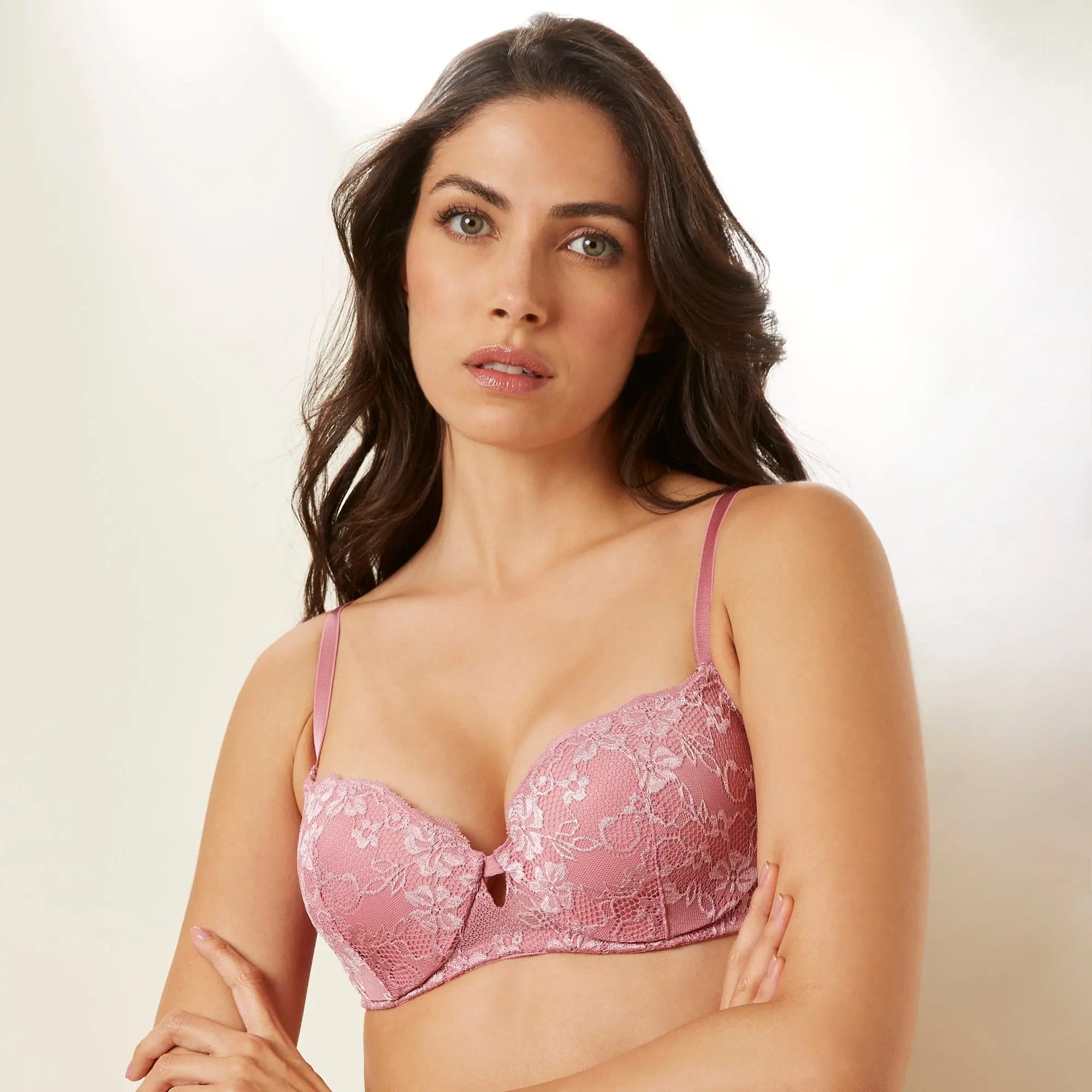 Antique Rose Padded Balcony Bra In Different Cup Sizes - BEVAVA