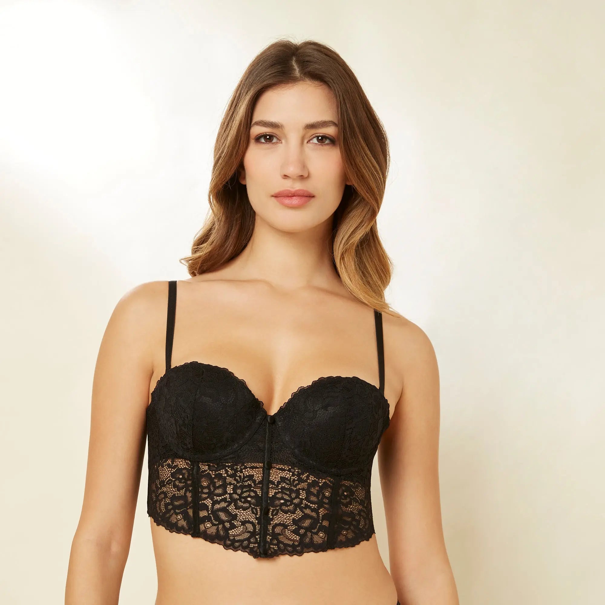 Black Padded Bustier Bra - BEVAVA