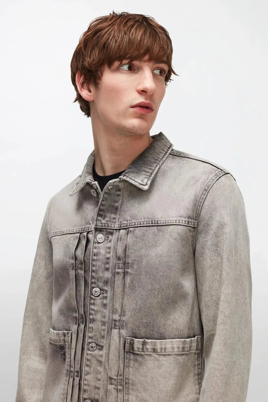 Trucker Pleated Jacket Fog Grey - BEVAVA