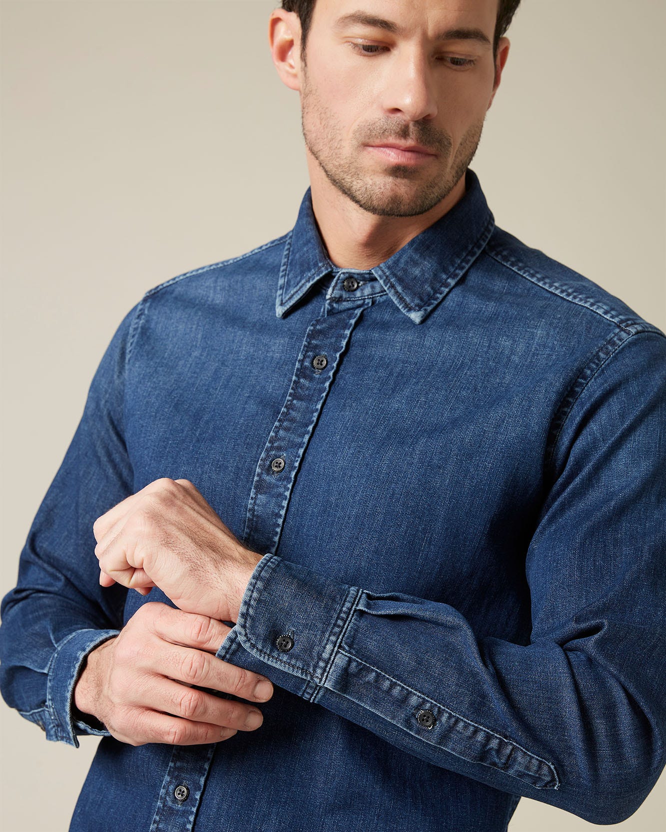 Middle Blue PLAIN SHIRT Luxe Performance Dark Blue 7 For All Mankind