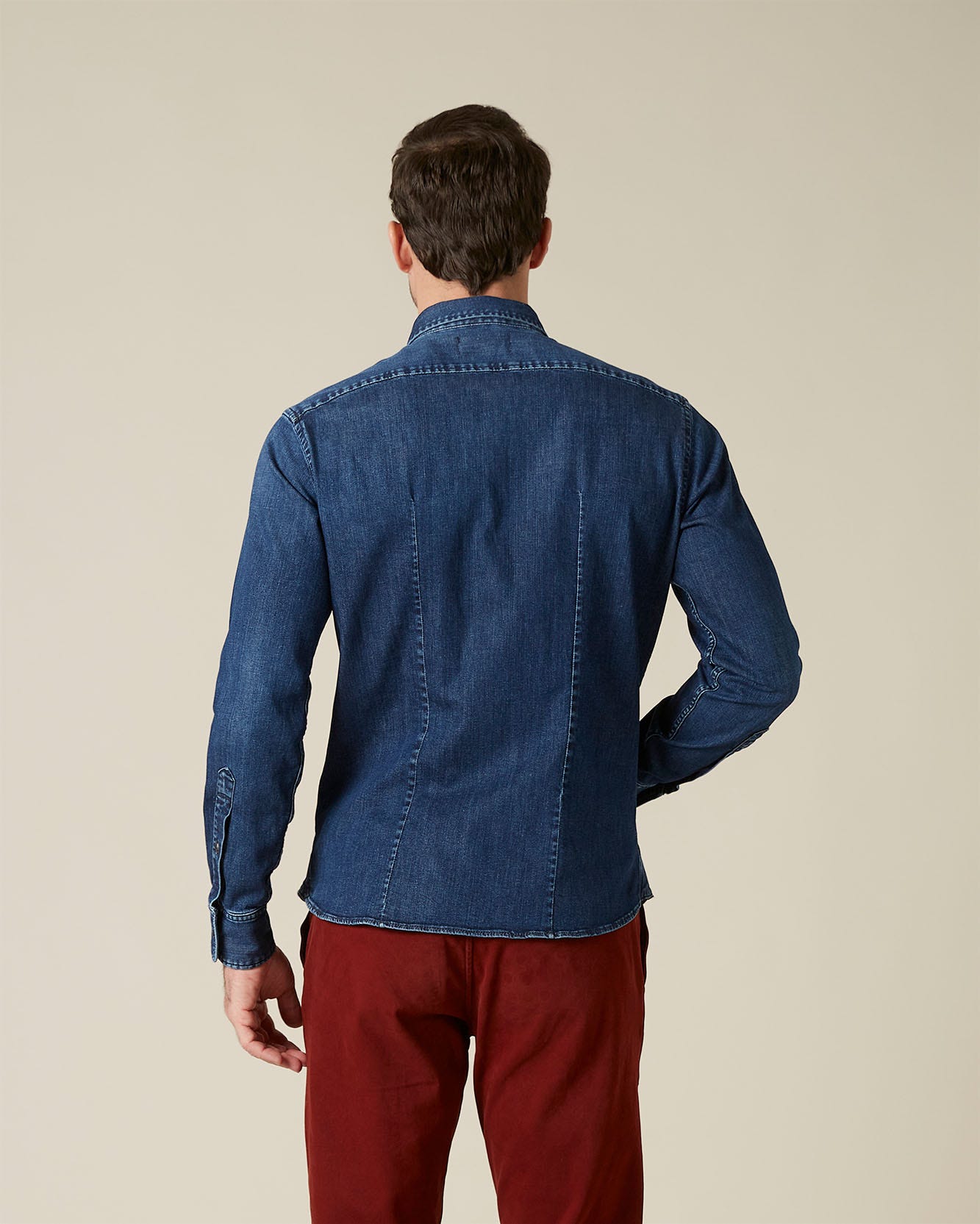 Middle Blue PLAIN SHIRT Luxe Performance Dark Blue 7 For All Mankind