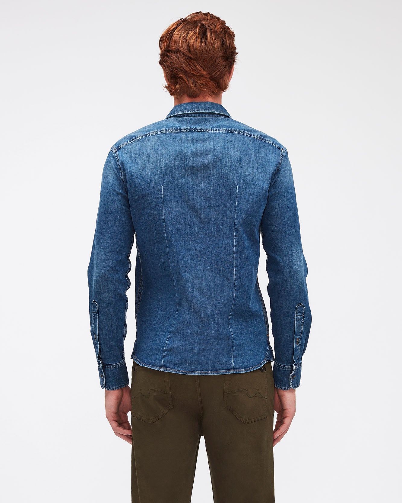 Middle Blue PLAIN SHIRT Luxe Performance Middle Blue 7 For All Mankind